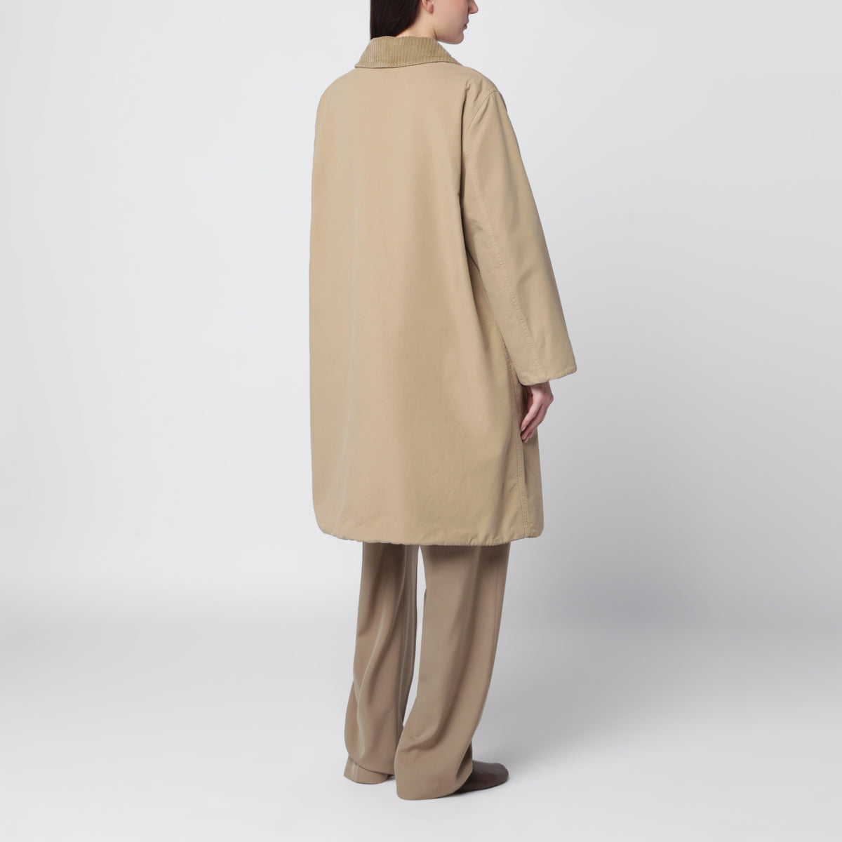 Cappotto Etoli beige in velluto di cotone