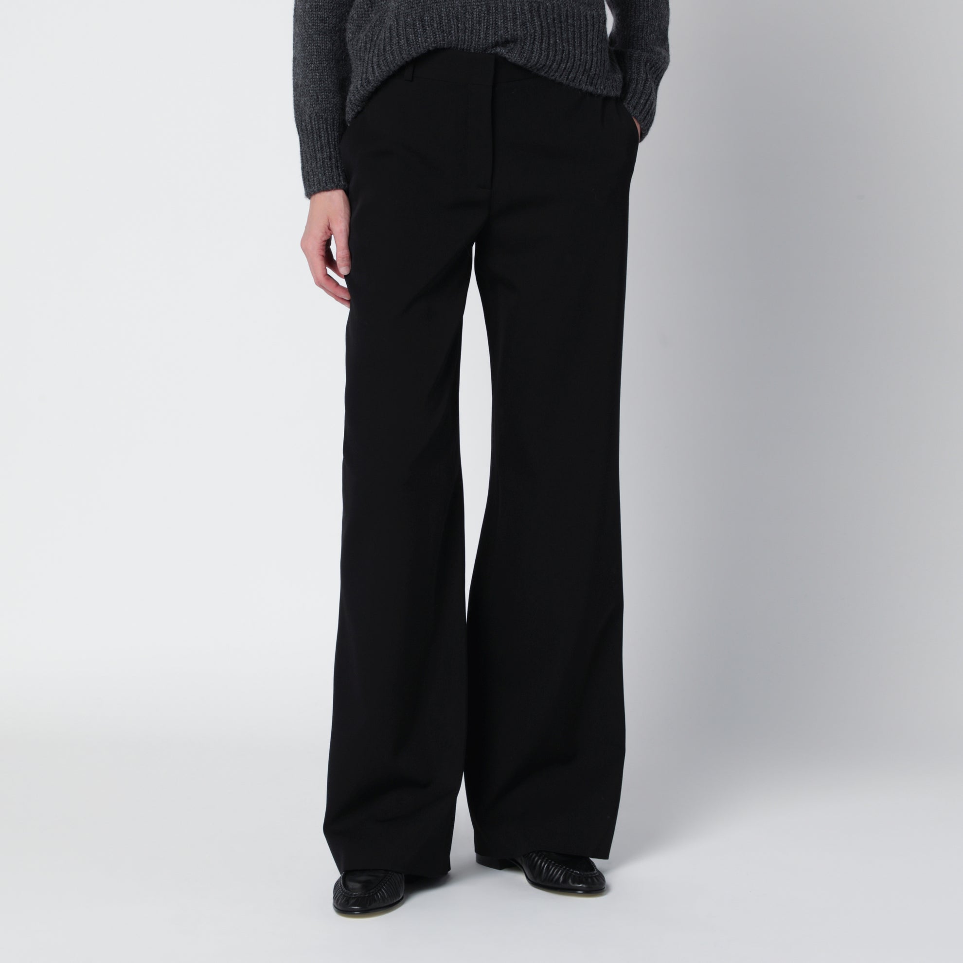 Pantaloni Coleman neri in gabardine di lana