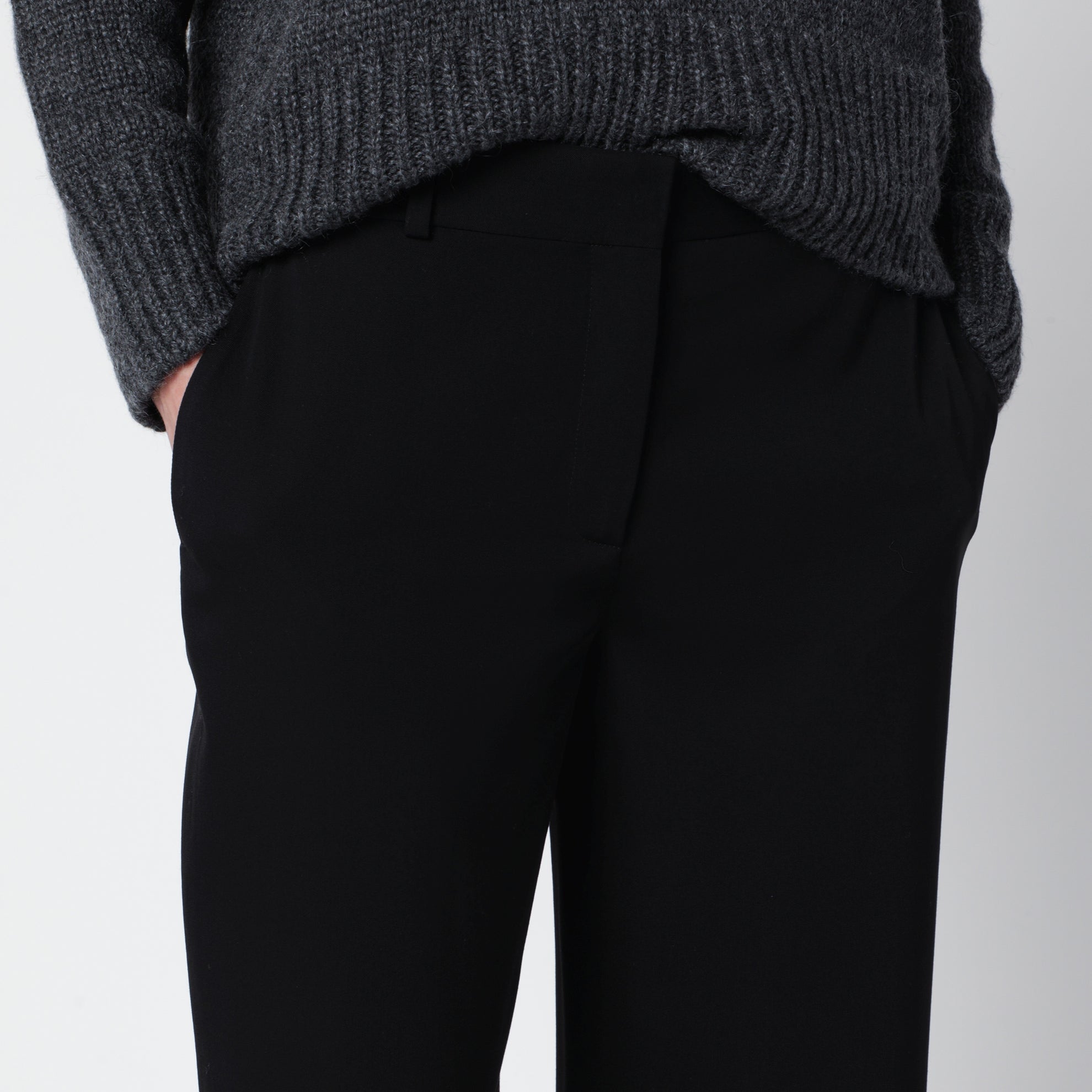 Pantaloni Coleman neri in gabardine di lana