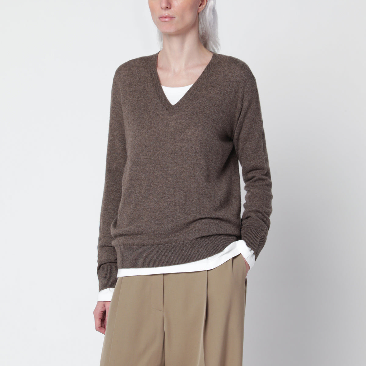 Maglione Phora grigio tortora in cashmere