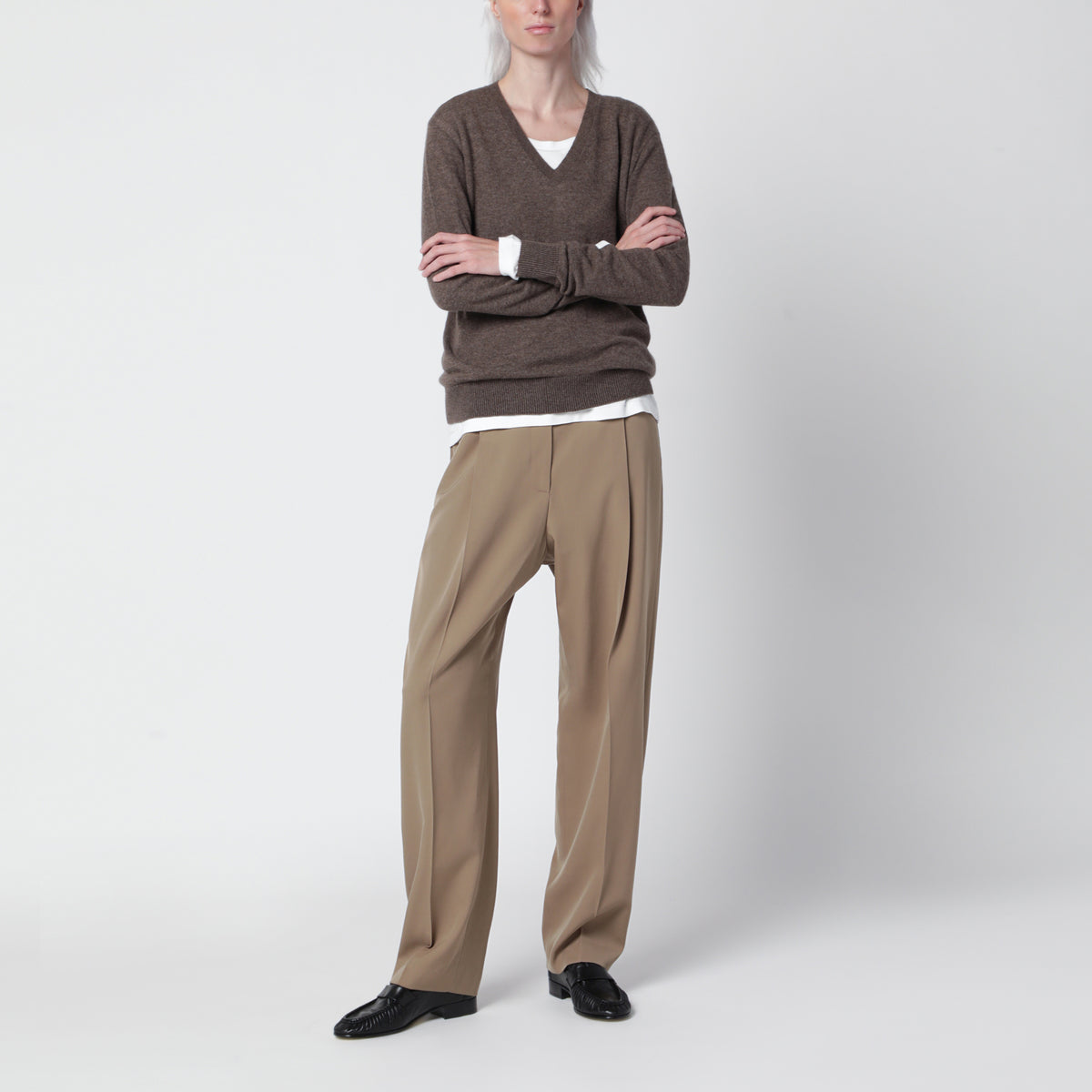 Maglione Phora grigio tortora in cashmere