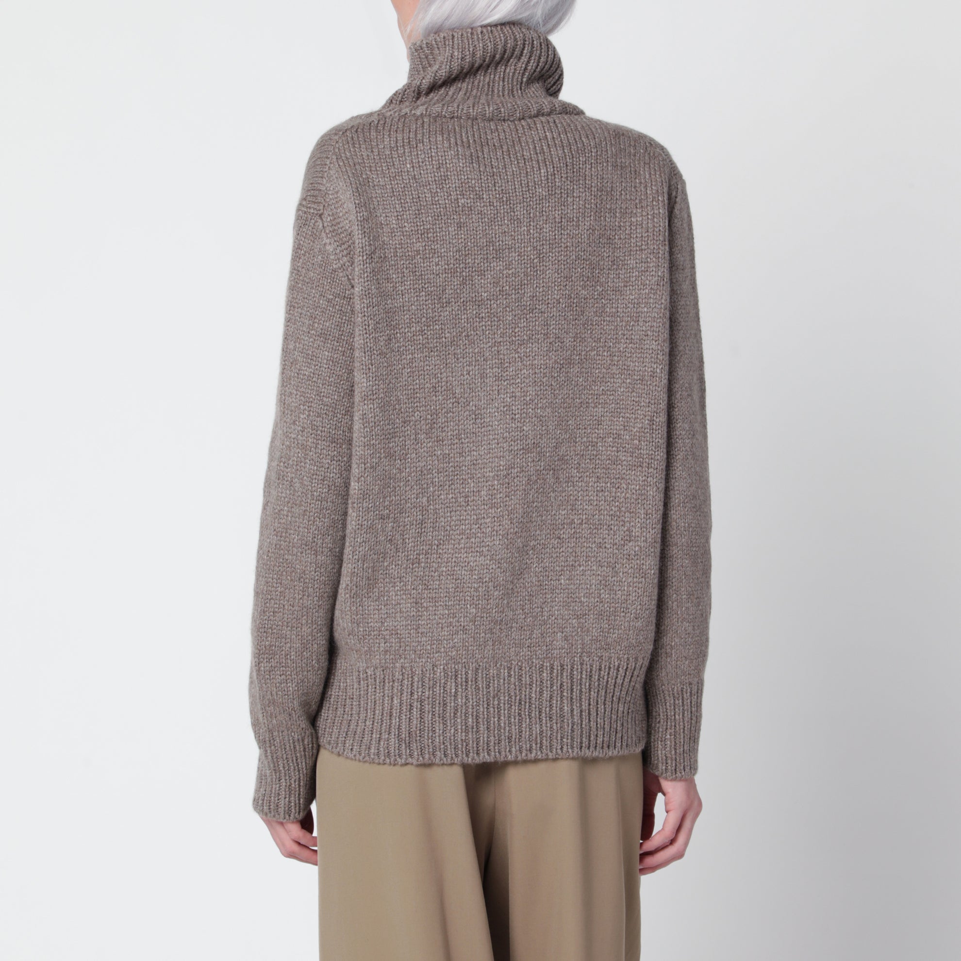 Plira Grey Taupe Cashmere Turtleneck Sweater
