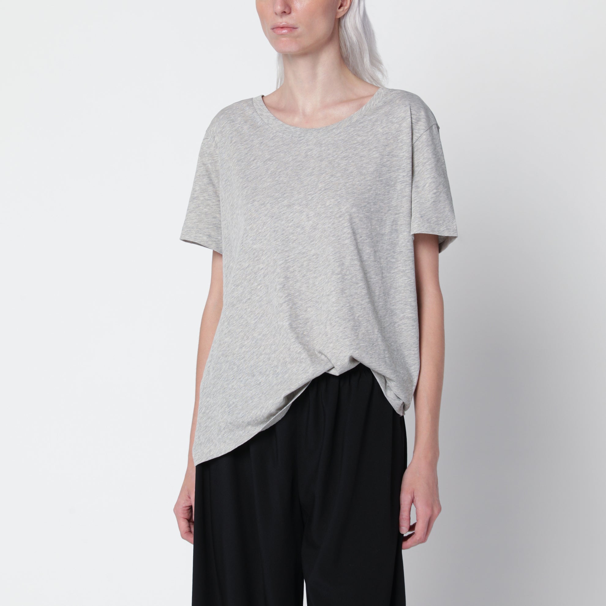 Hellgrau meliertes Dera T-Shirt aus Baumwolle