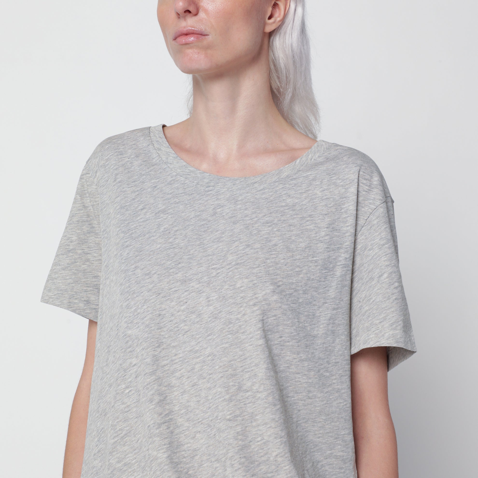Hellgrau meliertes Dera T-Shirt aus Baumwolle