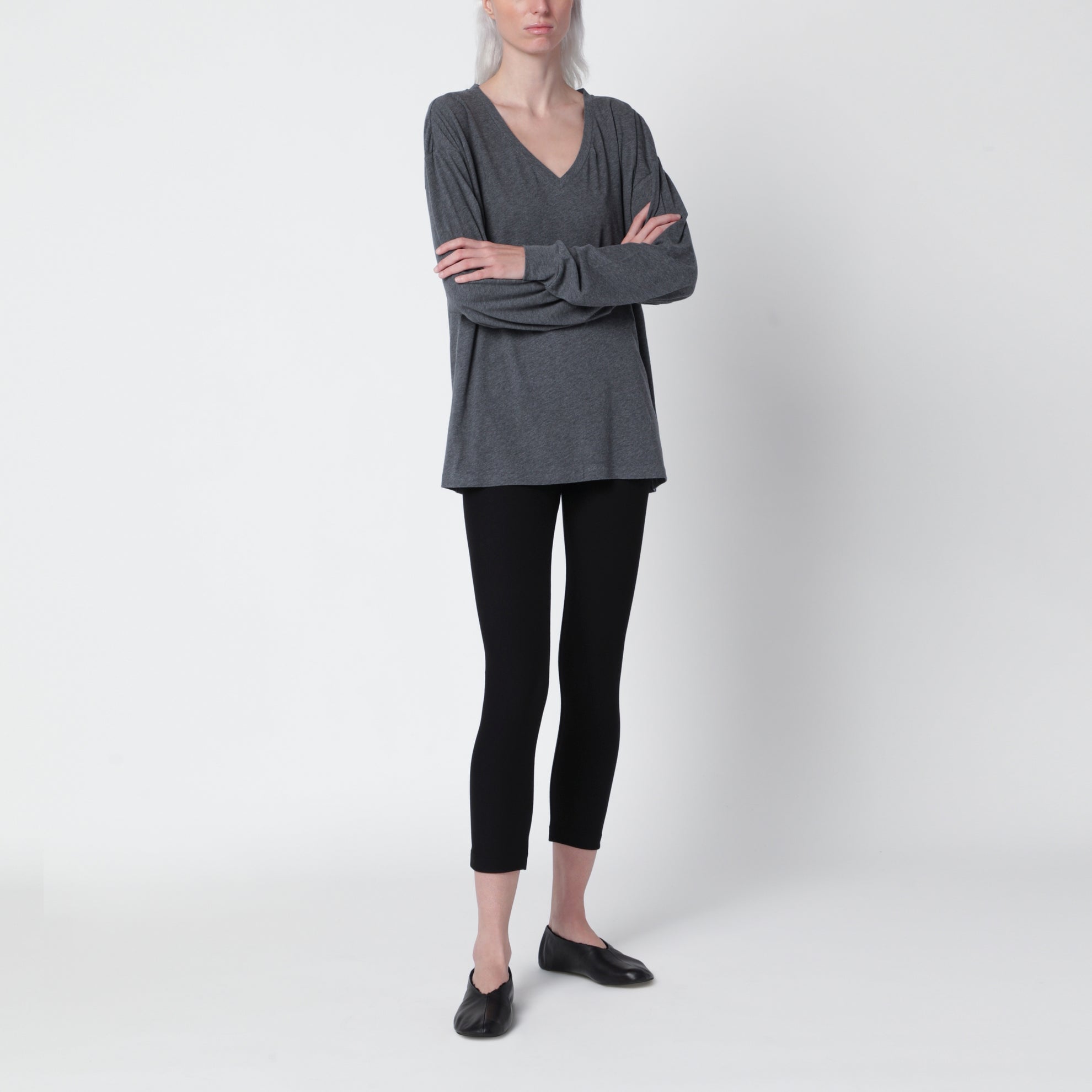 Langarm-T-Shirt Birket in Anthrazit aus Baumwolle