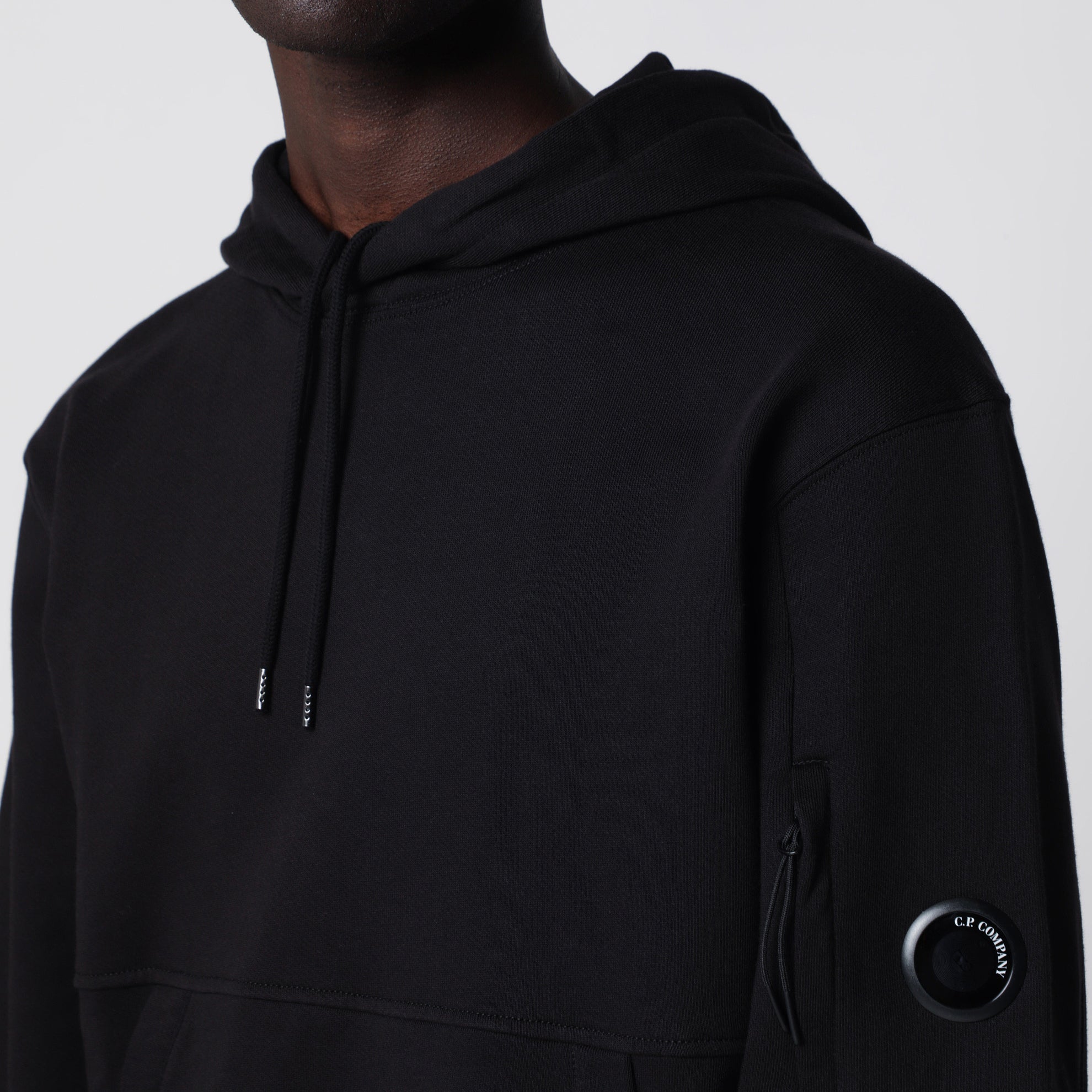 Sweat à capuche en molleton diagonal noir