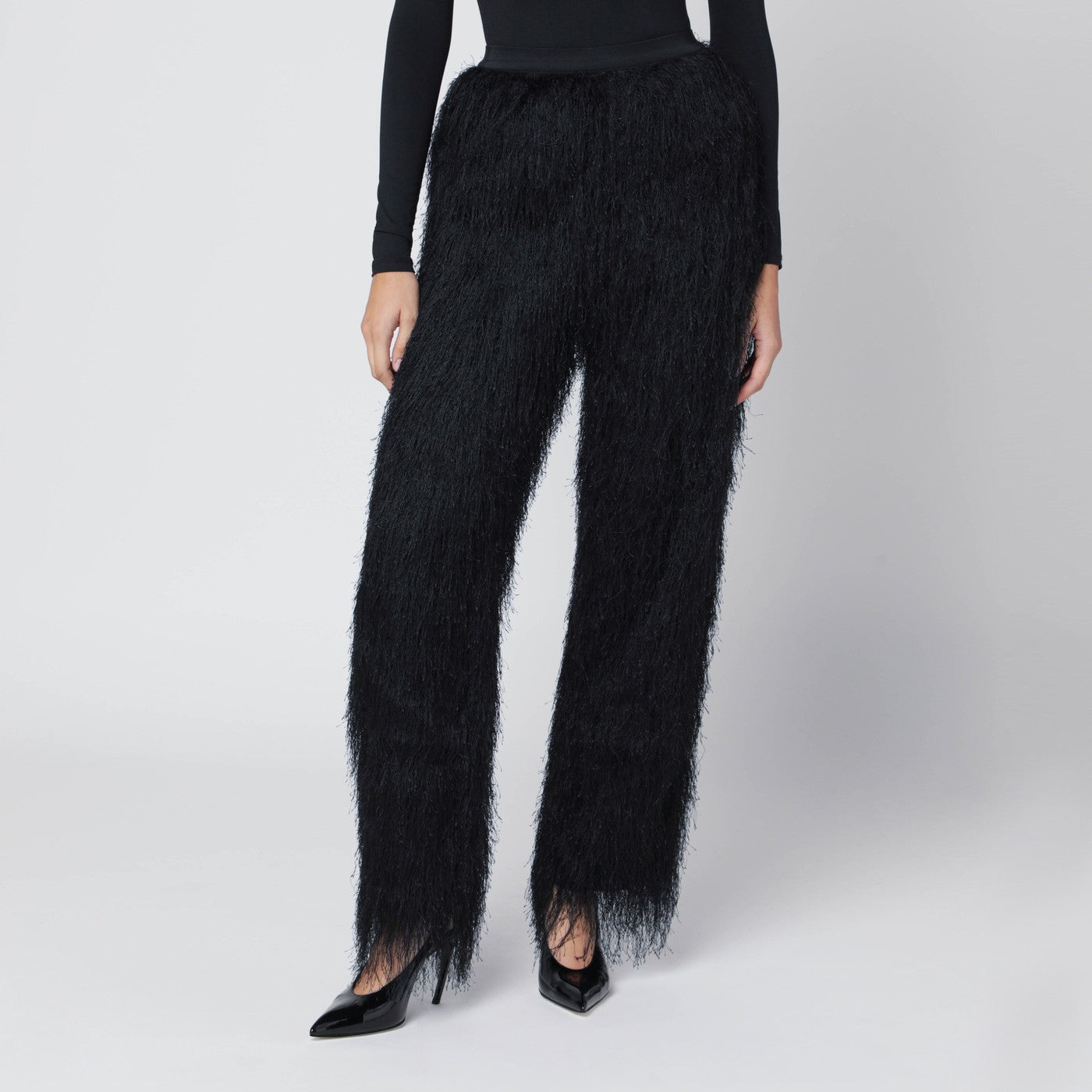 Pantalon noir Reed à franges
