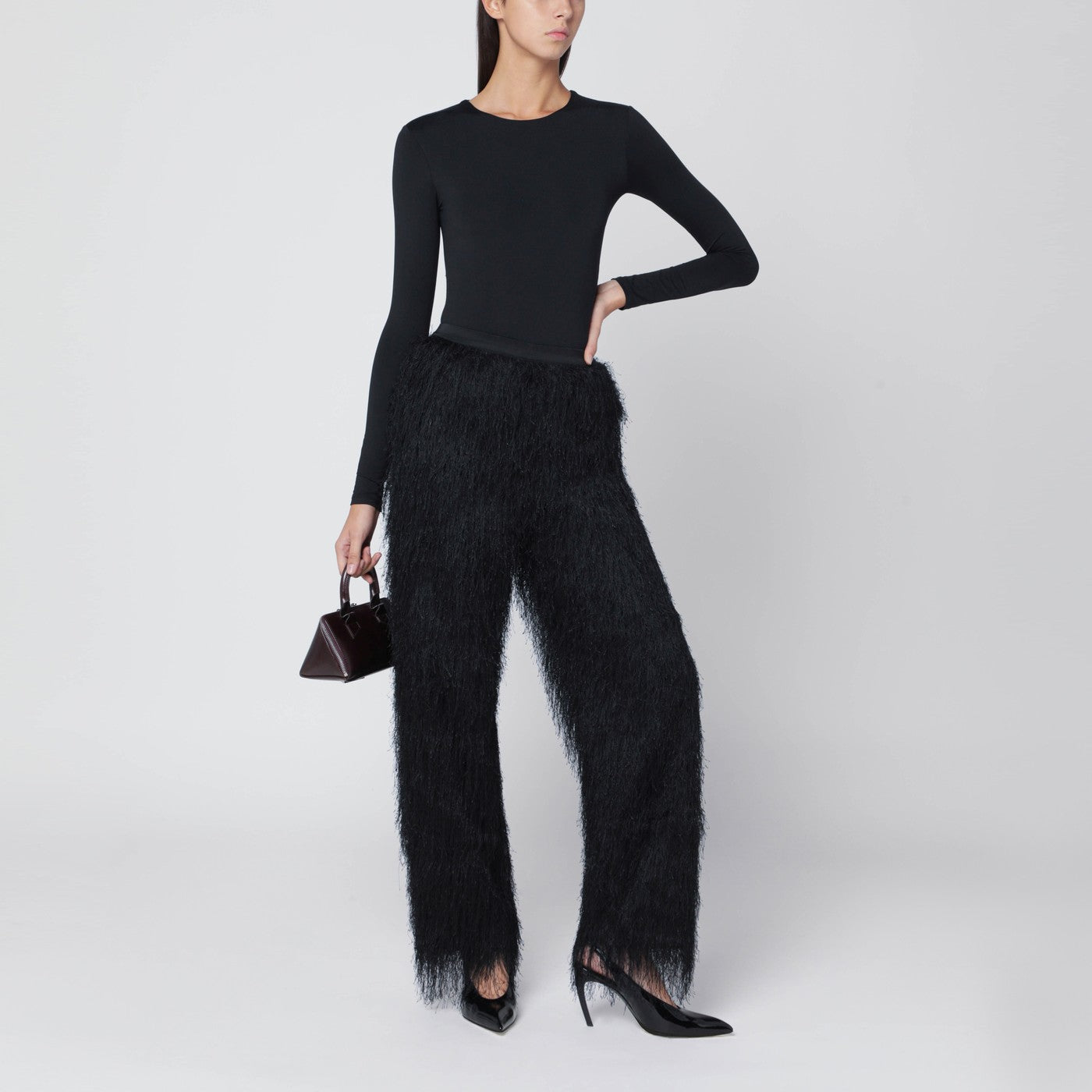 Pantalon noir Reed à franges