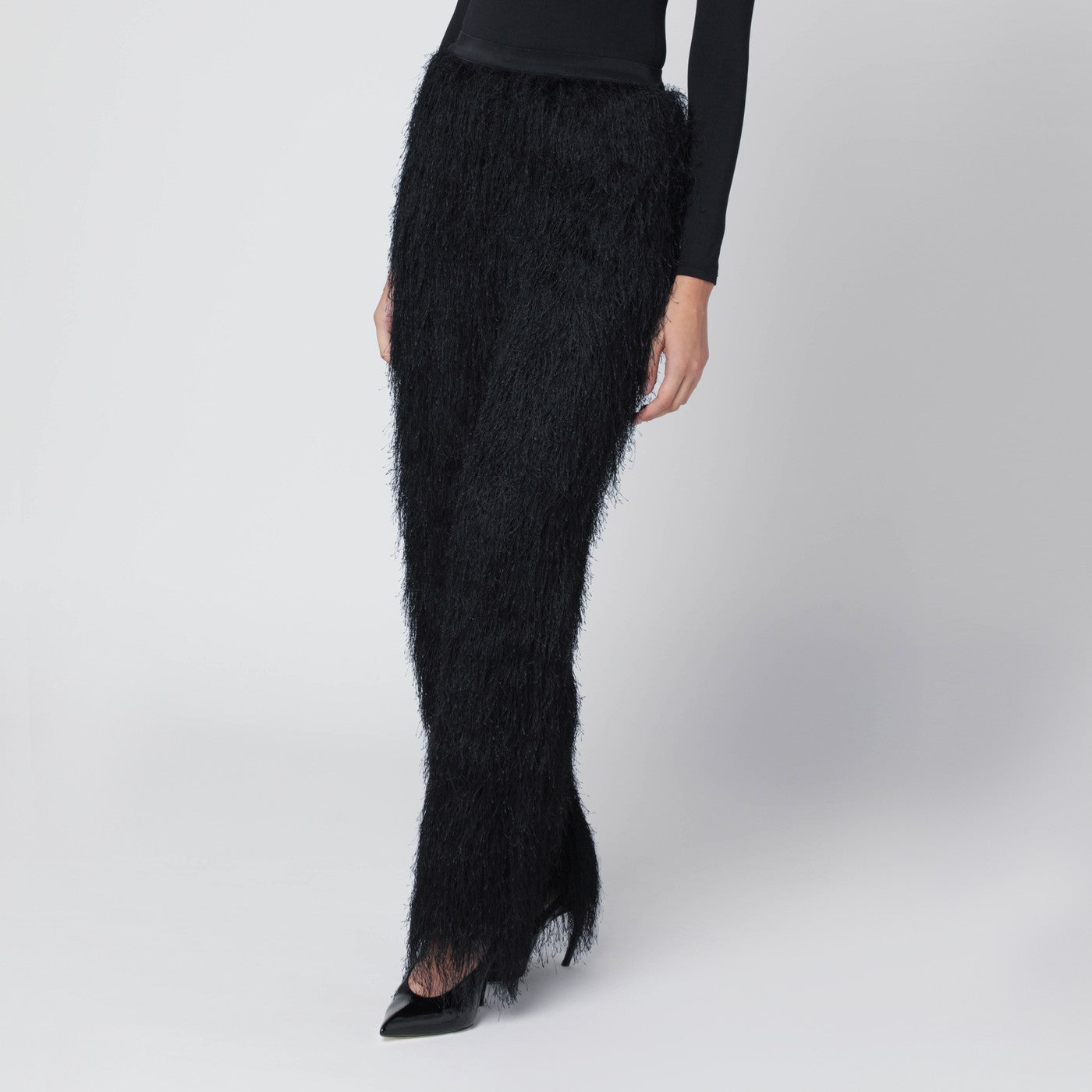Pantalon noir Reed à franges