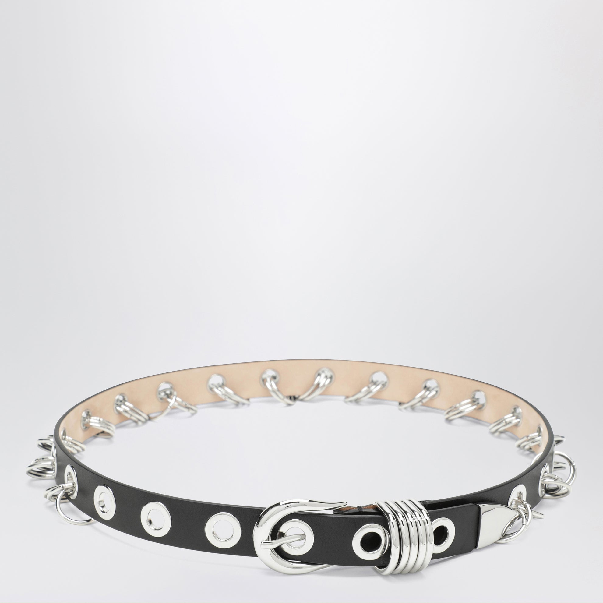 Revenge Gürtel schwarz/silber aus Leder mit Metallösen