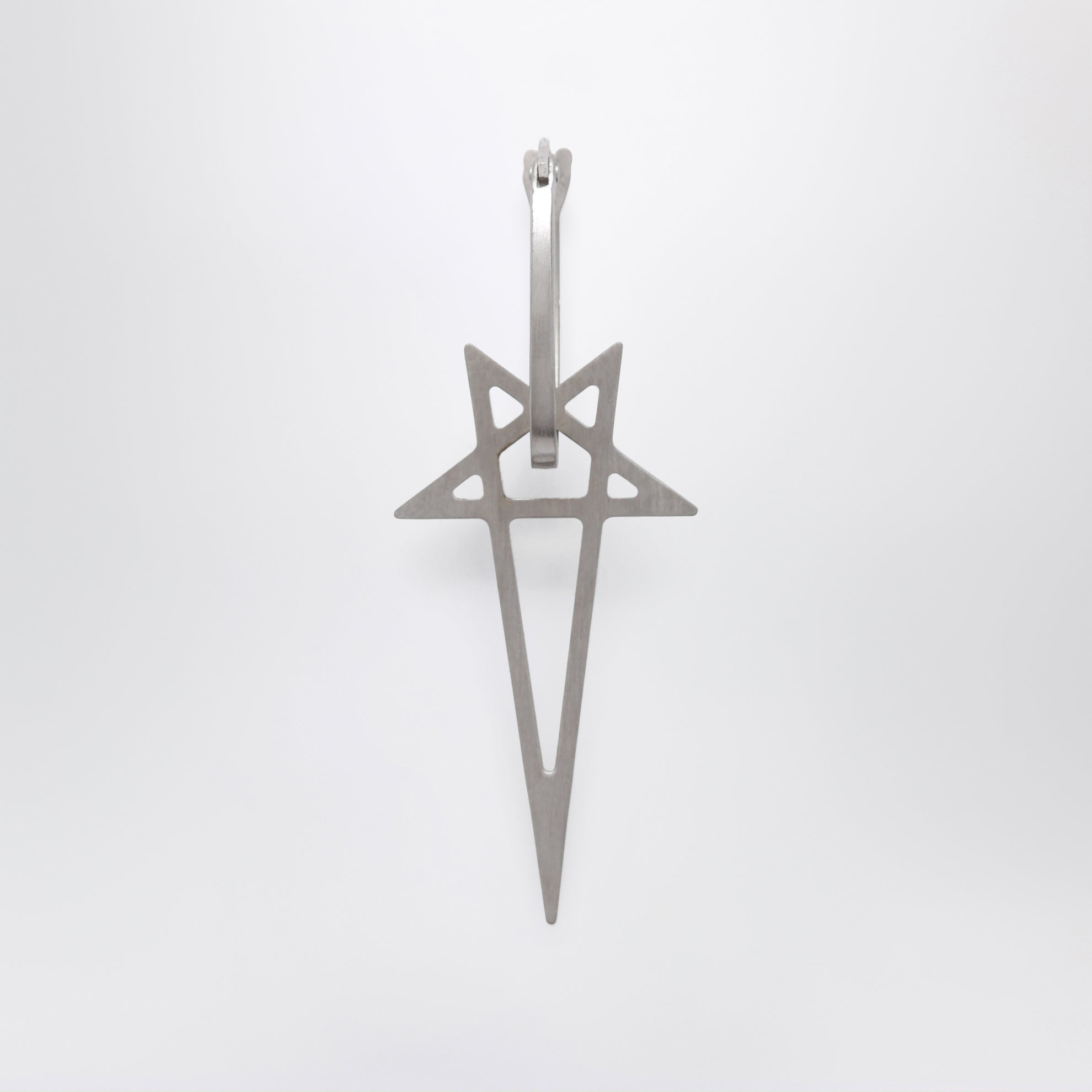 Orecchino a pentagramma in argento finitura palladio