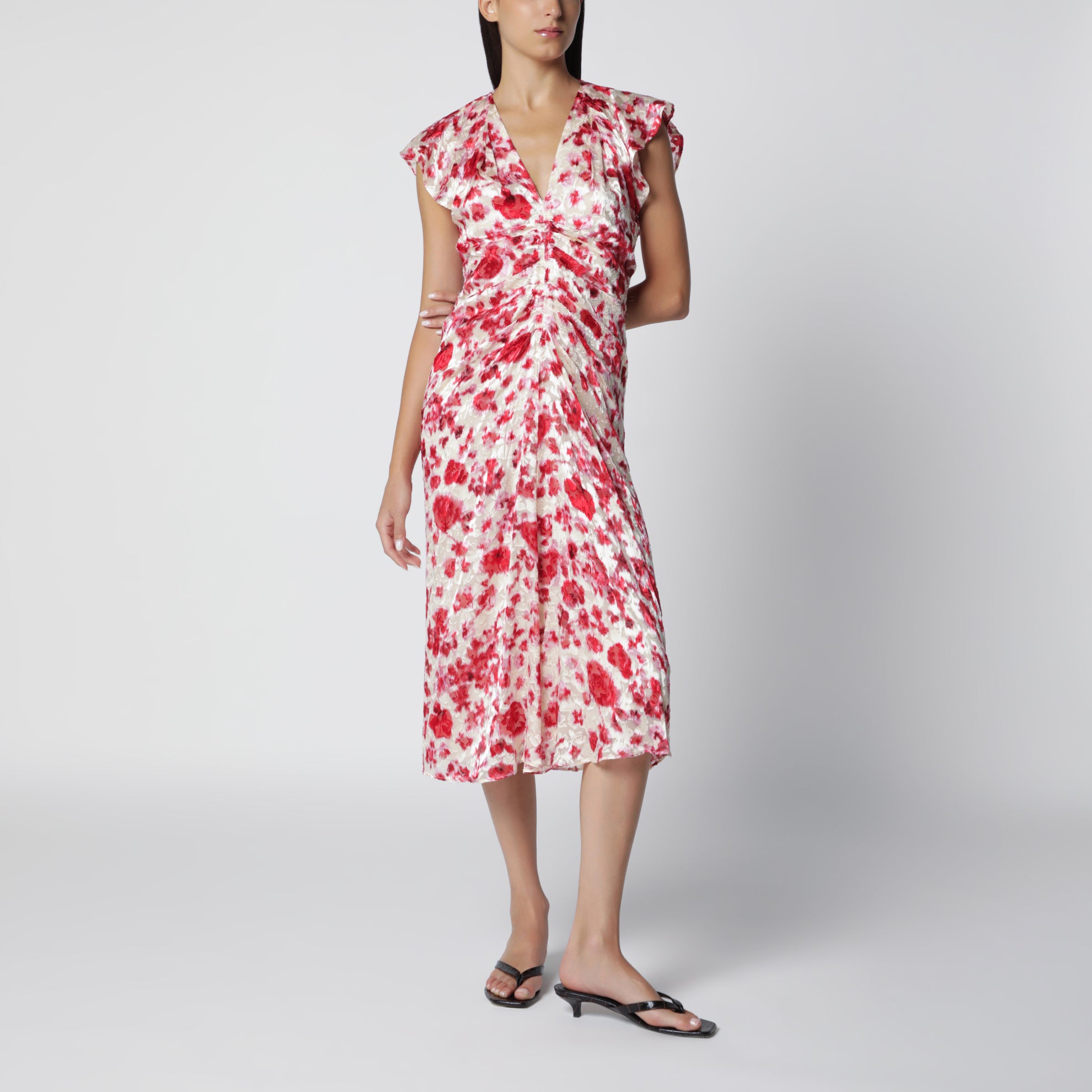 Robe Lyndsay en georgette de soie dévorée imprimée