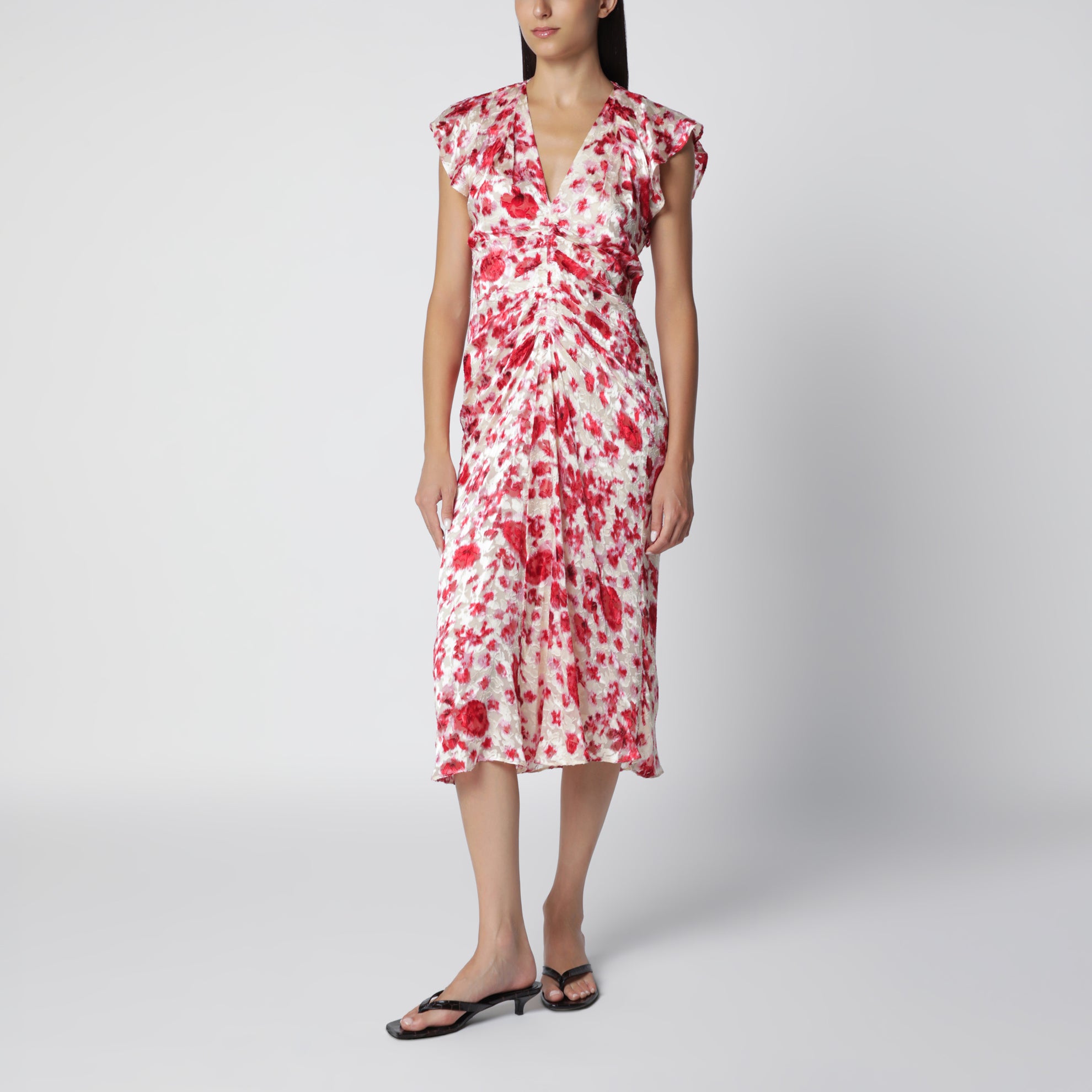 Robe Lyndsay en georgette de soie dévorée imprimée
