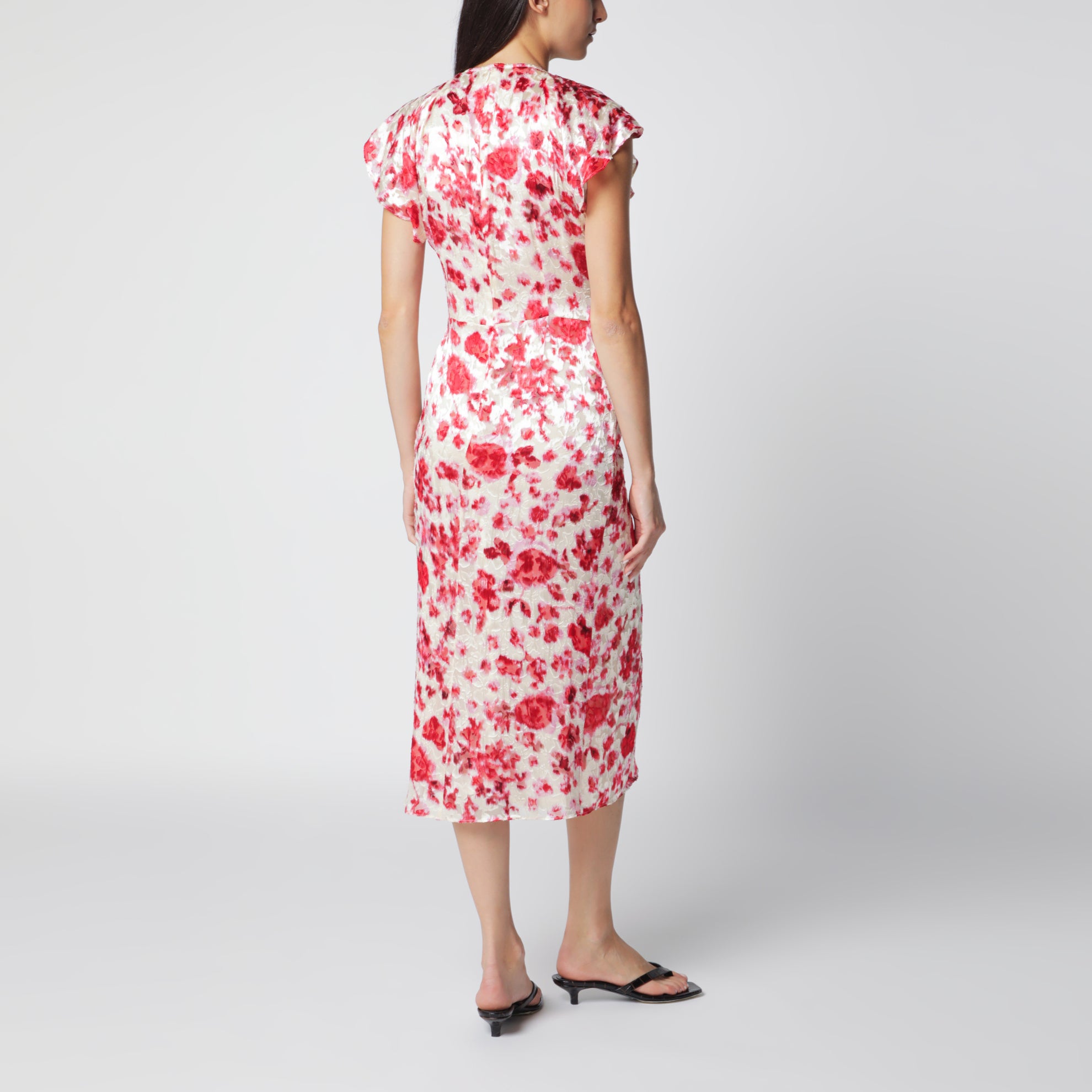 Robe Lyndsay en georgette de soie dévorée imprimée