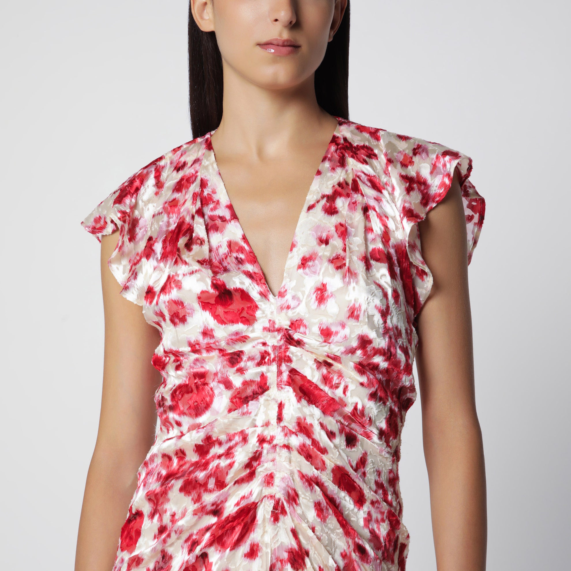 Robe Lyndsay en georgette de soie dévorée imprimée