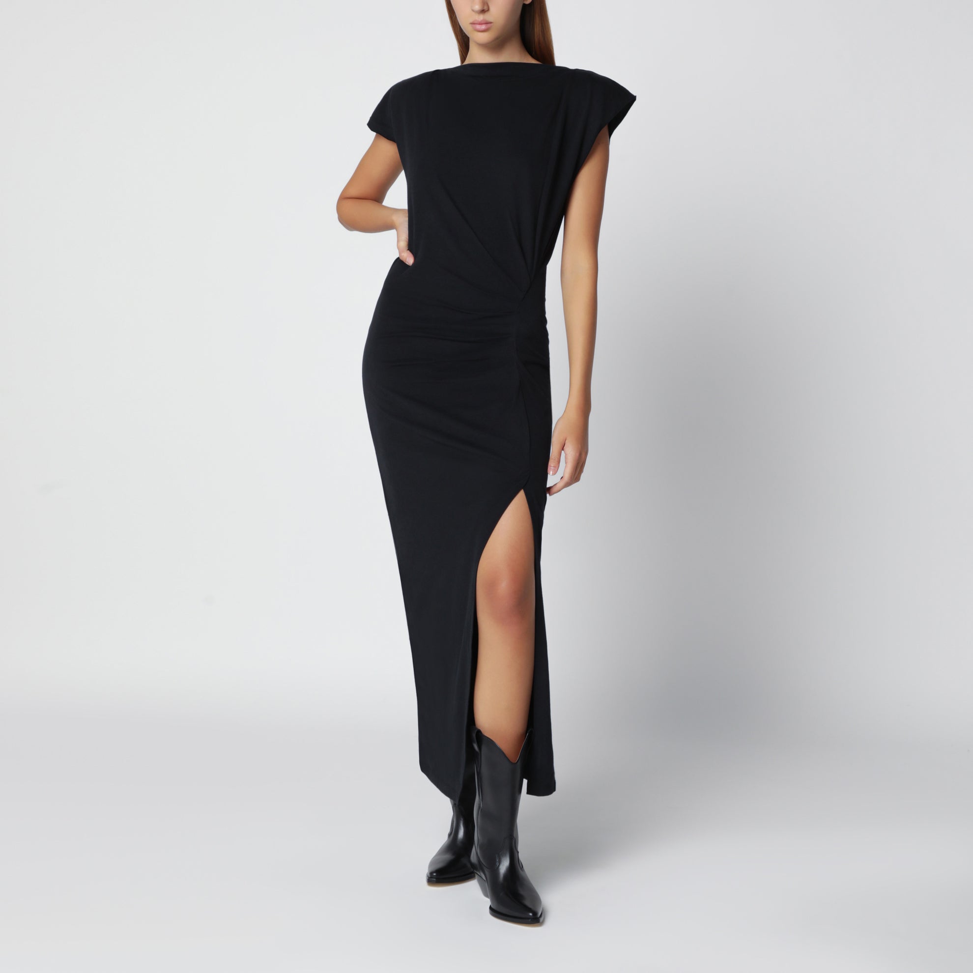 Robe Nadela noire en jersey drapé