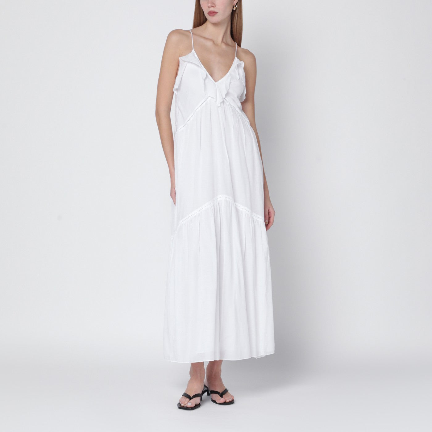 Weißes Vasma-Kleid aus Baumwoll-Voile
