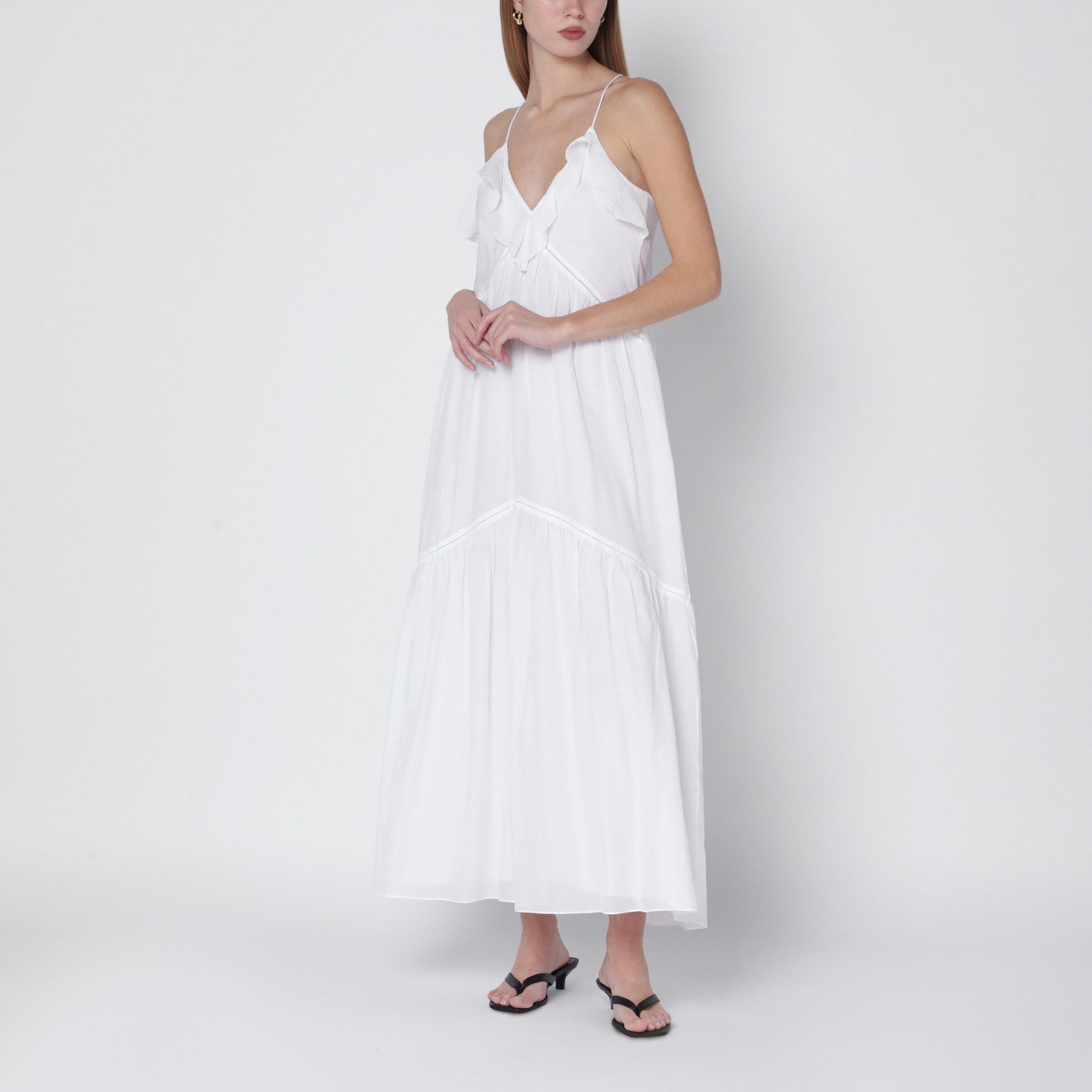 Weißes Vasma-Kleid aus Baumwoll-Voile