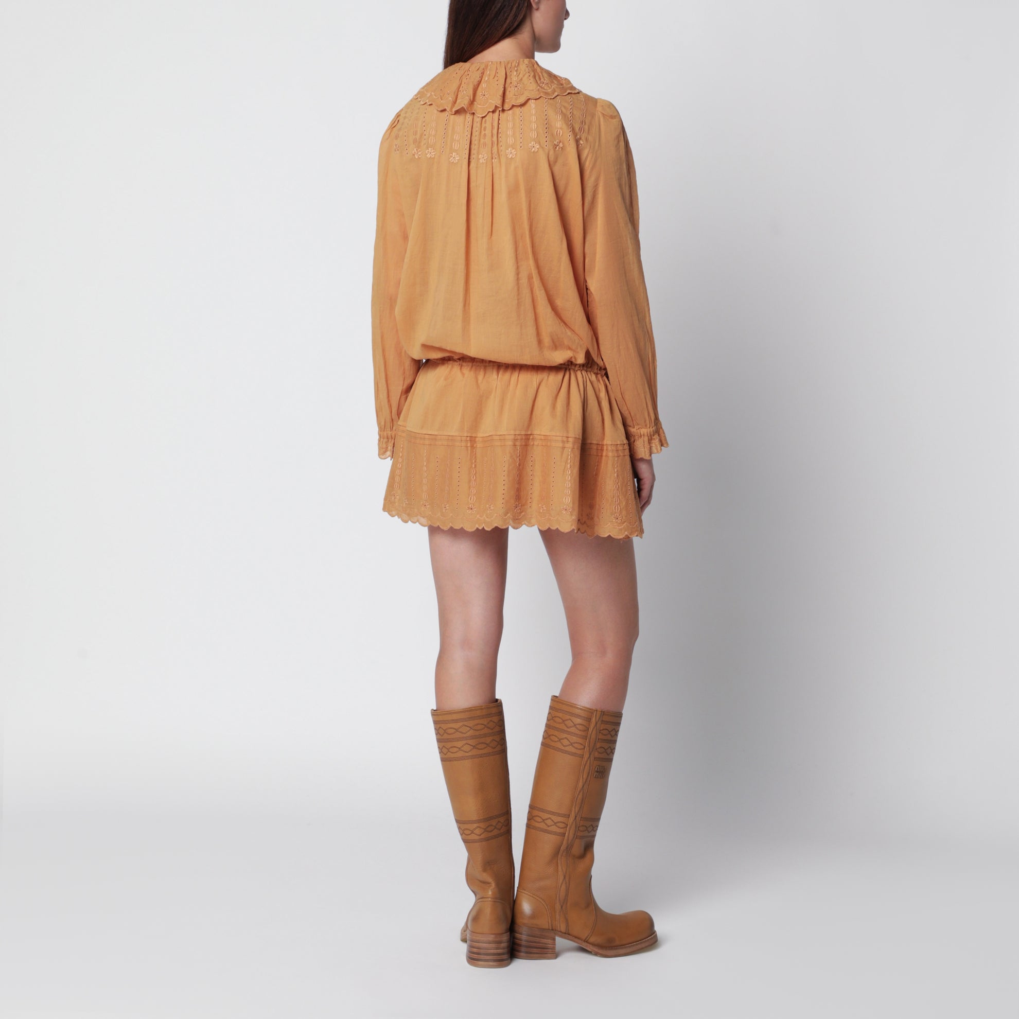 Robe en coton couleur caramel Lenora