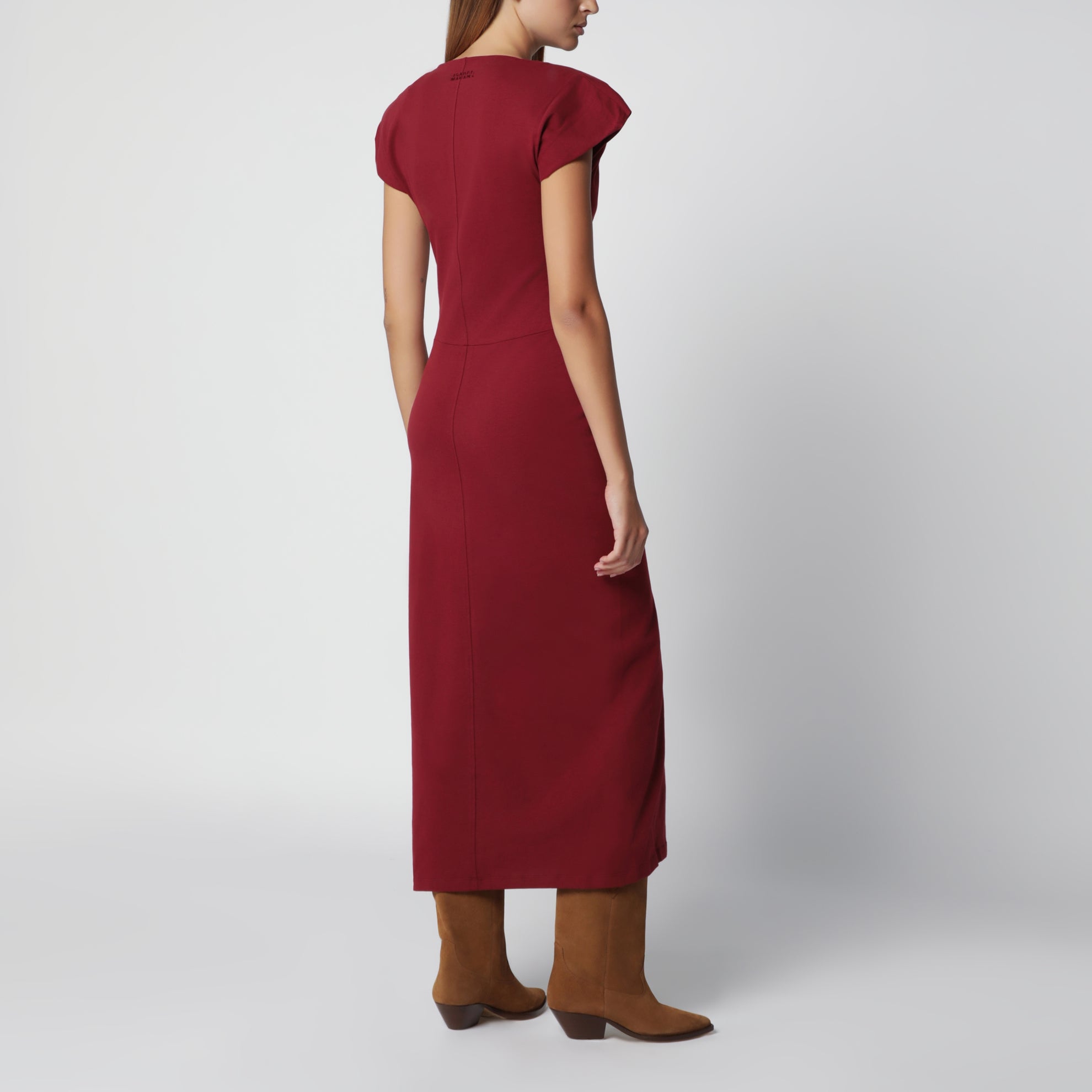Nadra wrap dress in dark burgundy jersey
