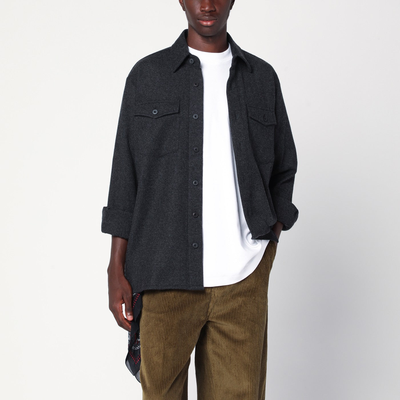 Chemise en laine gris anthracite