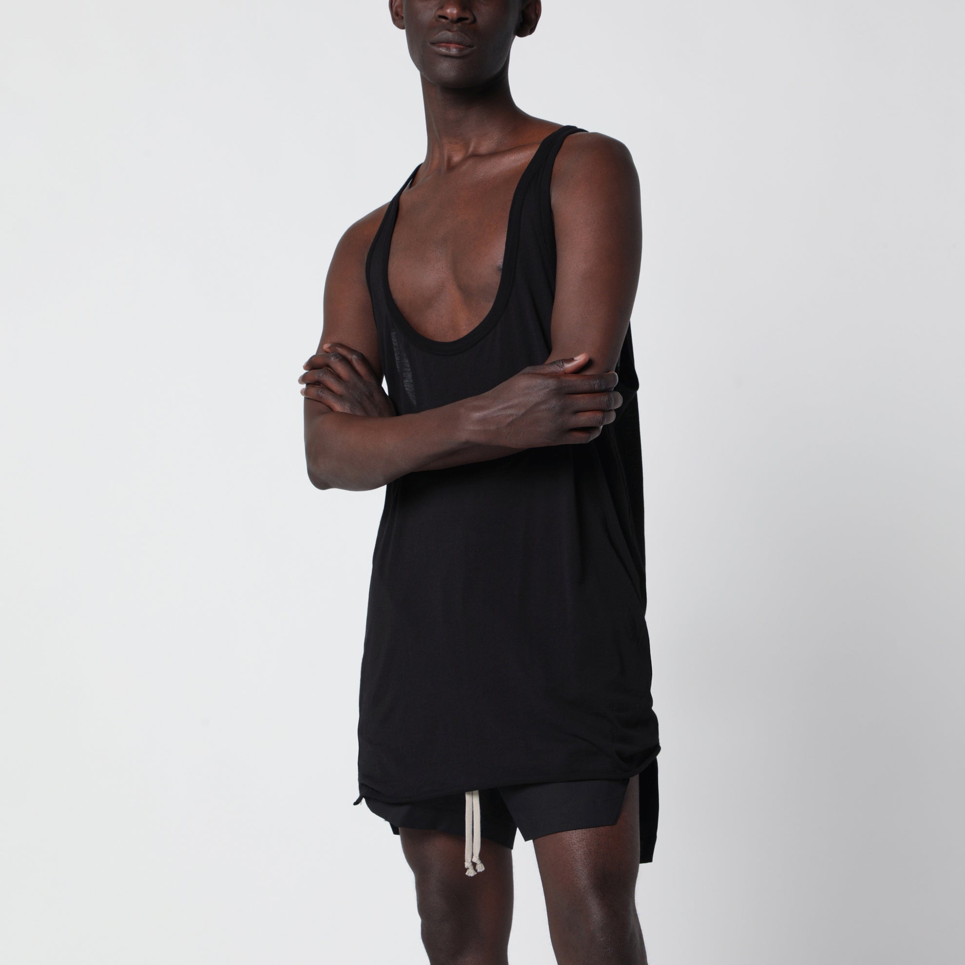 Schwarzes Pony Tanktop Aus Leichter Baumwolle
