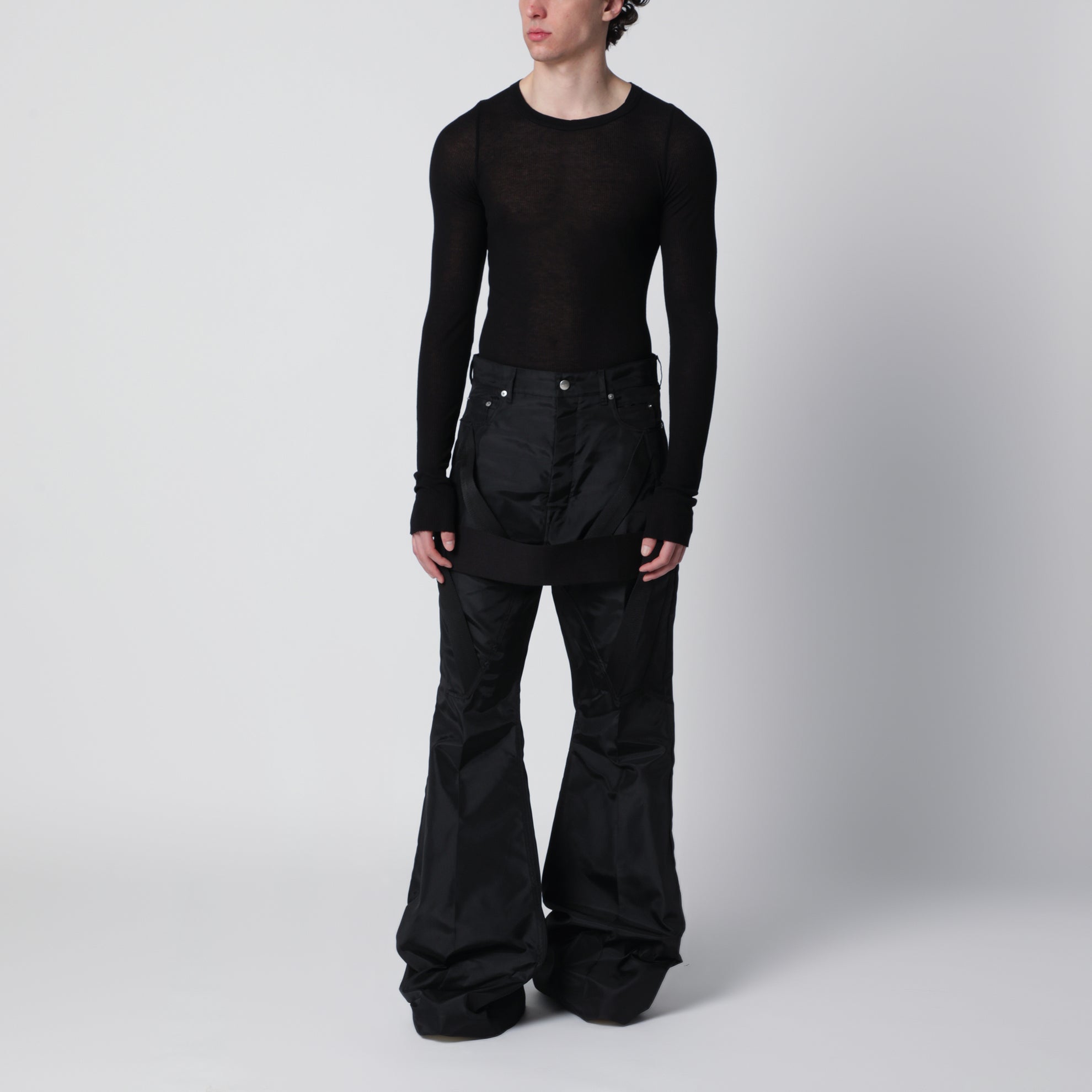 Black Megastrapped Bolans Jeans In Nylon Canvas