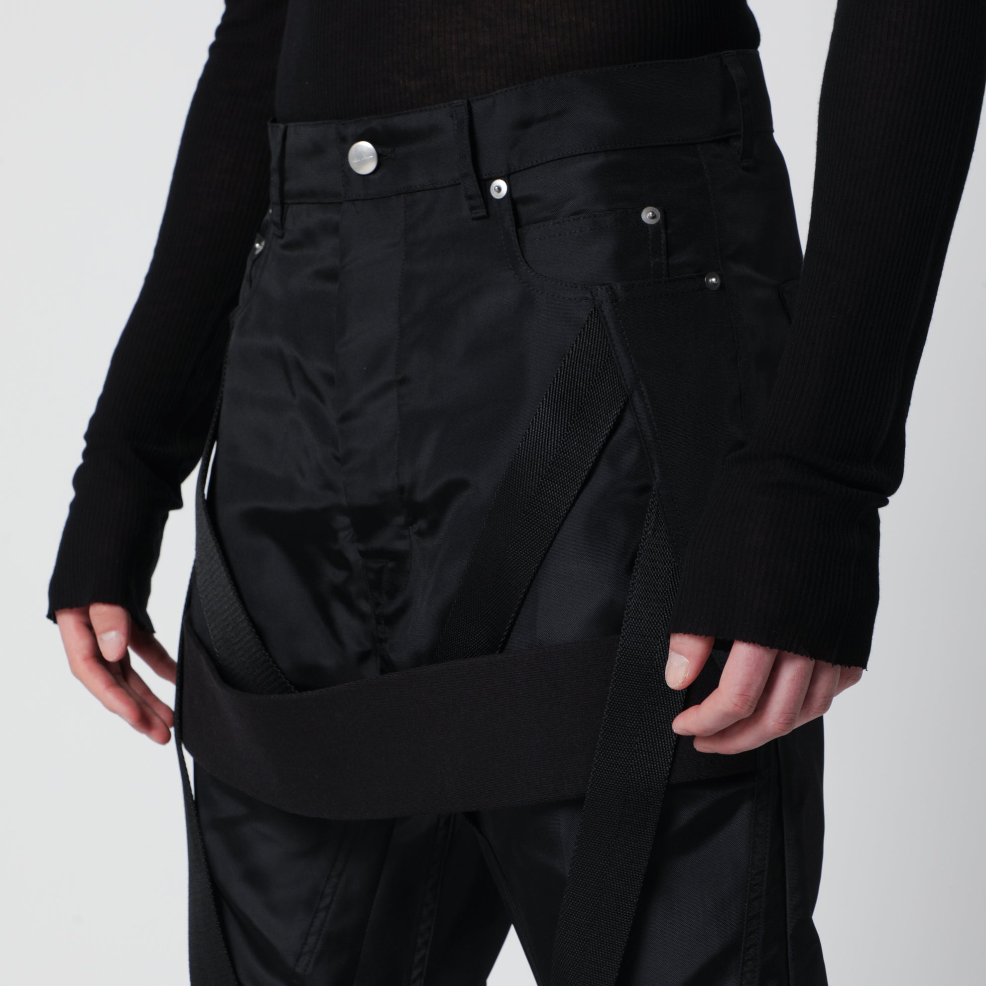 Black Megastrapped Bolans Jeans In Nylon Canvas