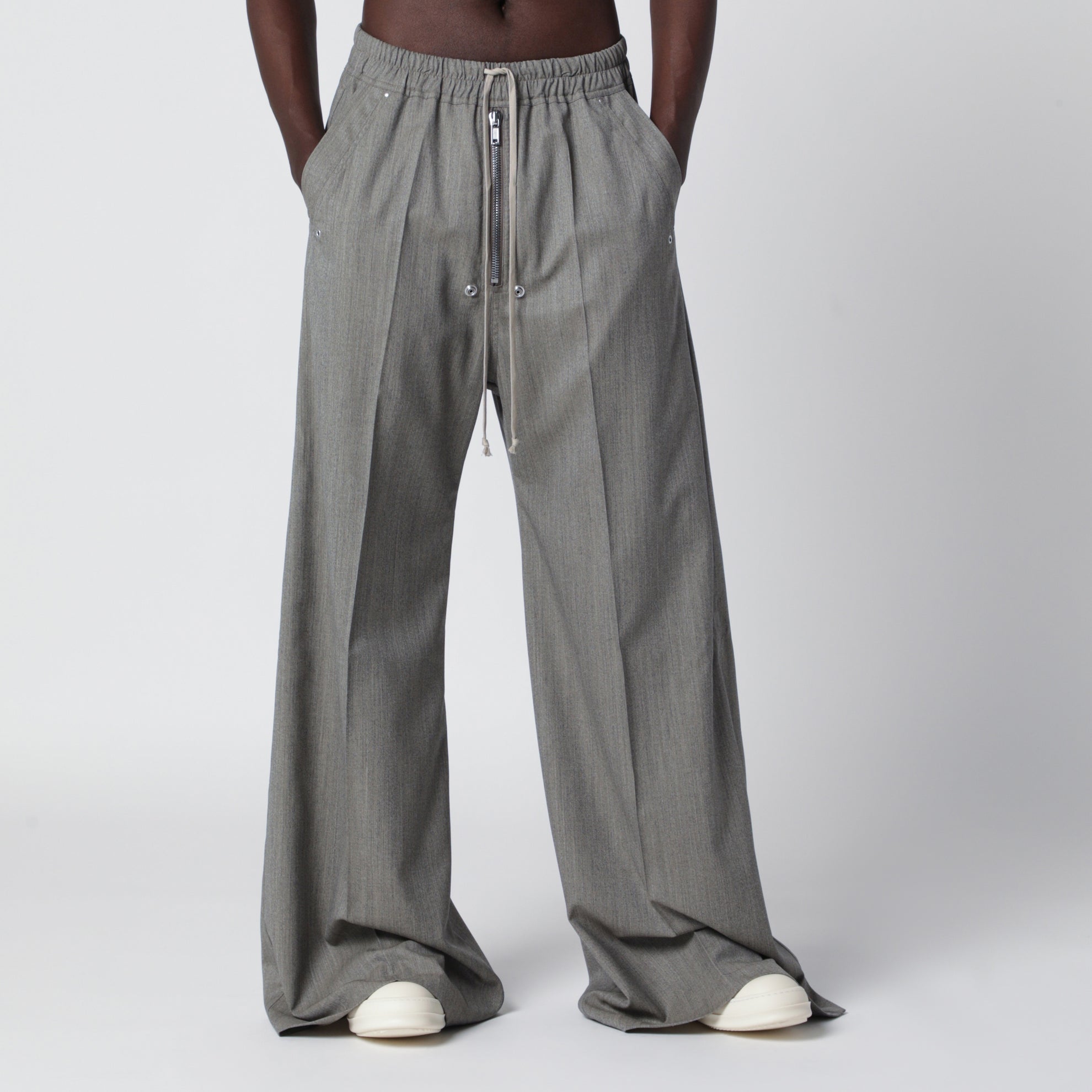 Grey mélange Bela wide-leg trousers