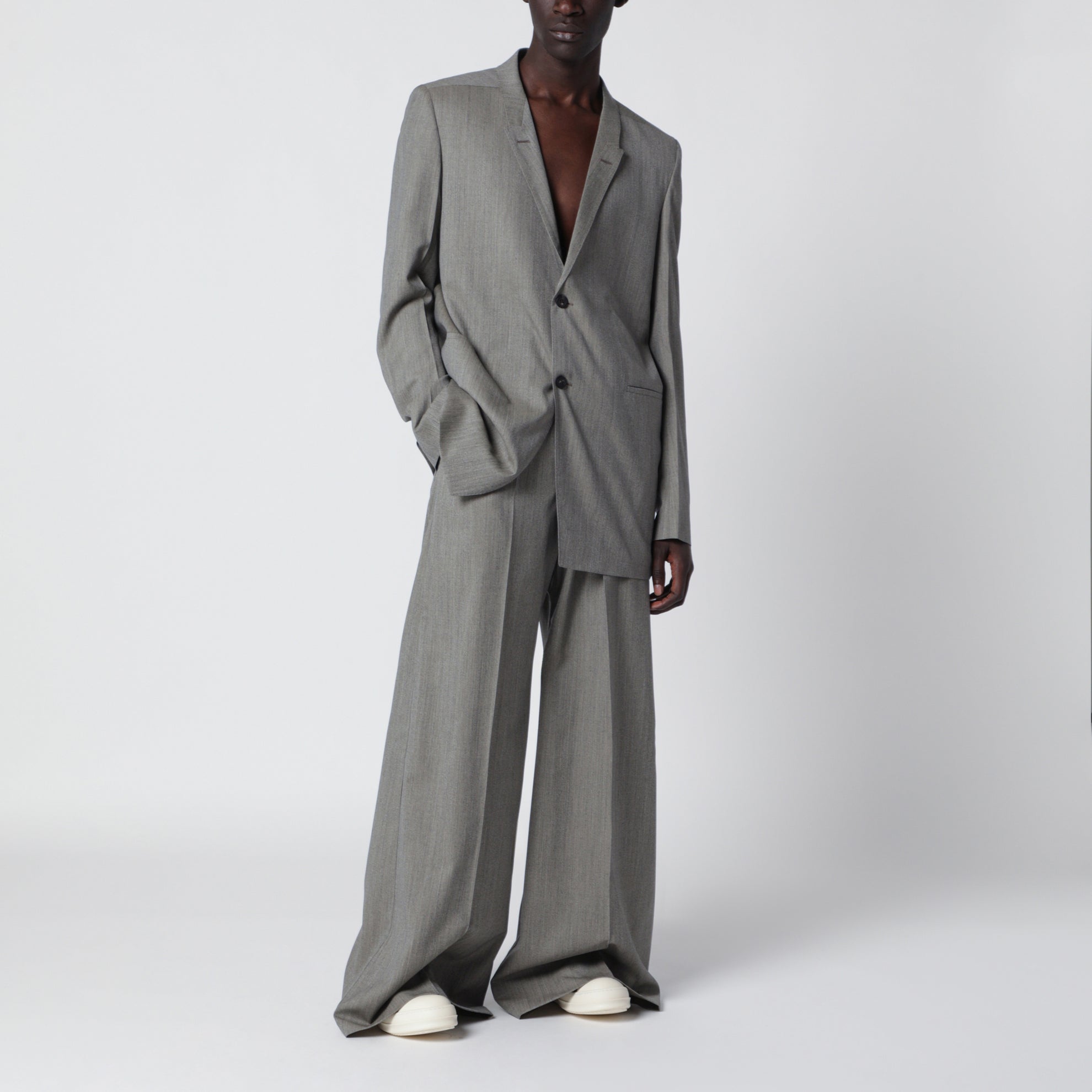 Grey mélange Bela wide-leg trousers