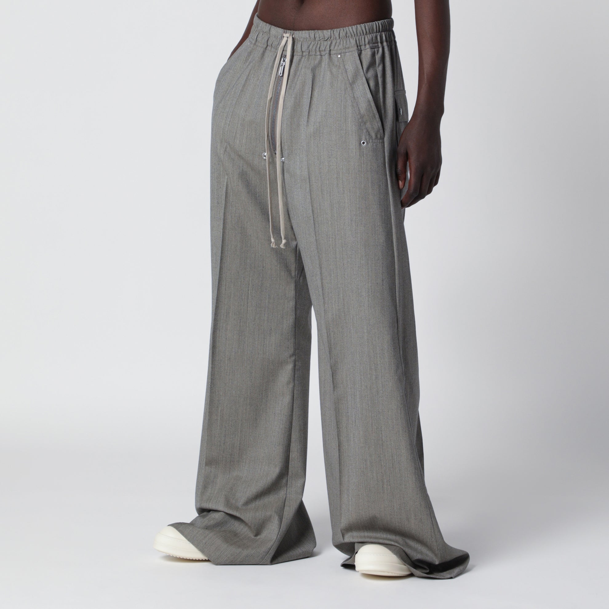 Grey mélange Bela wide-leg trousers