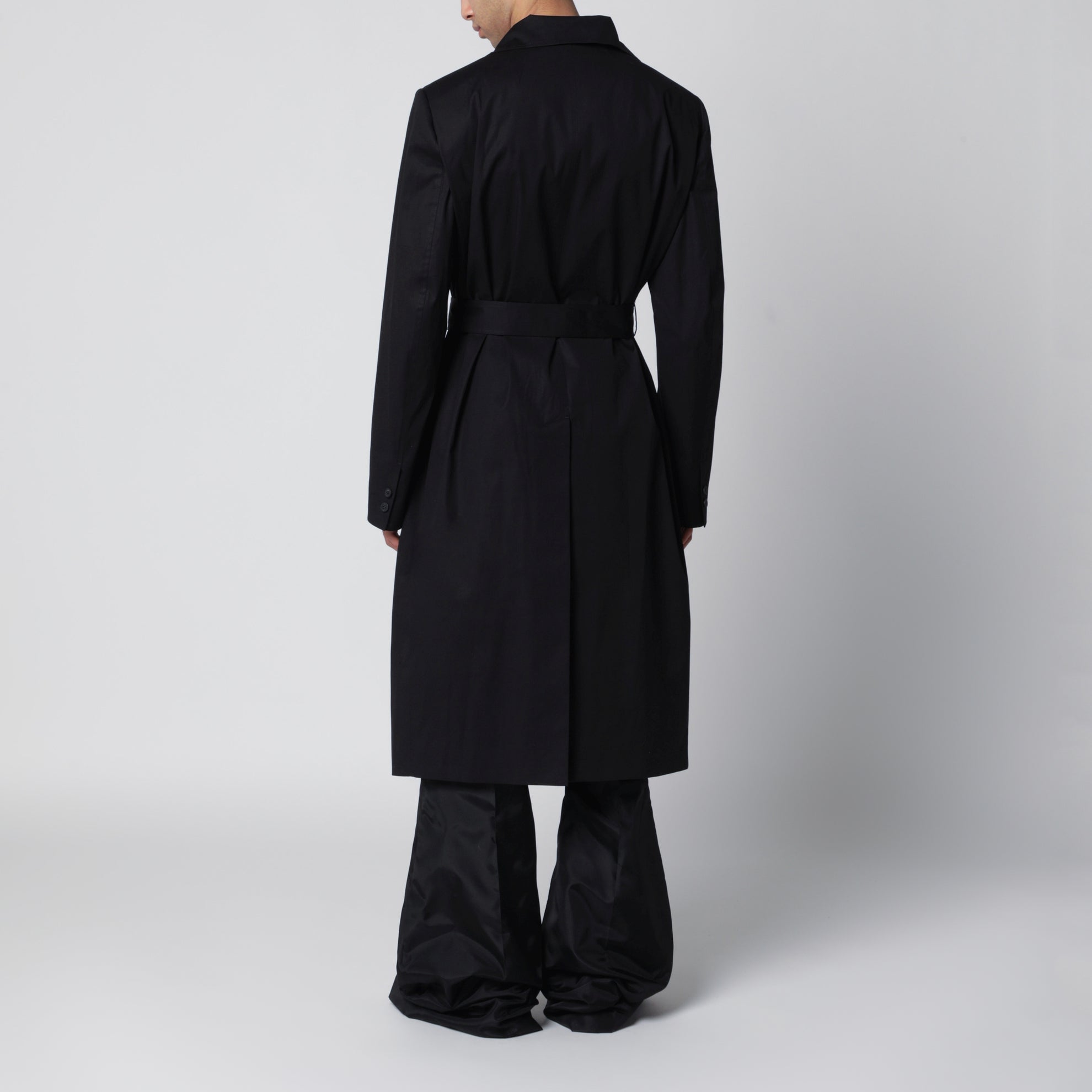 Black double-breasted cotton coat