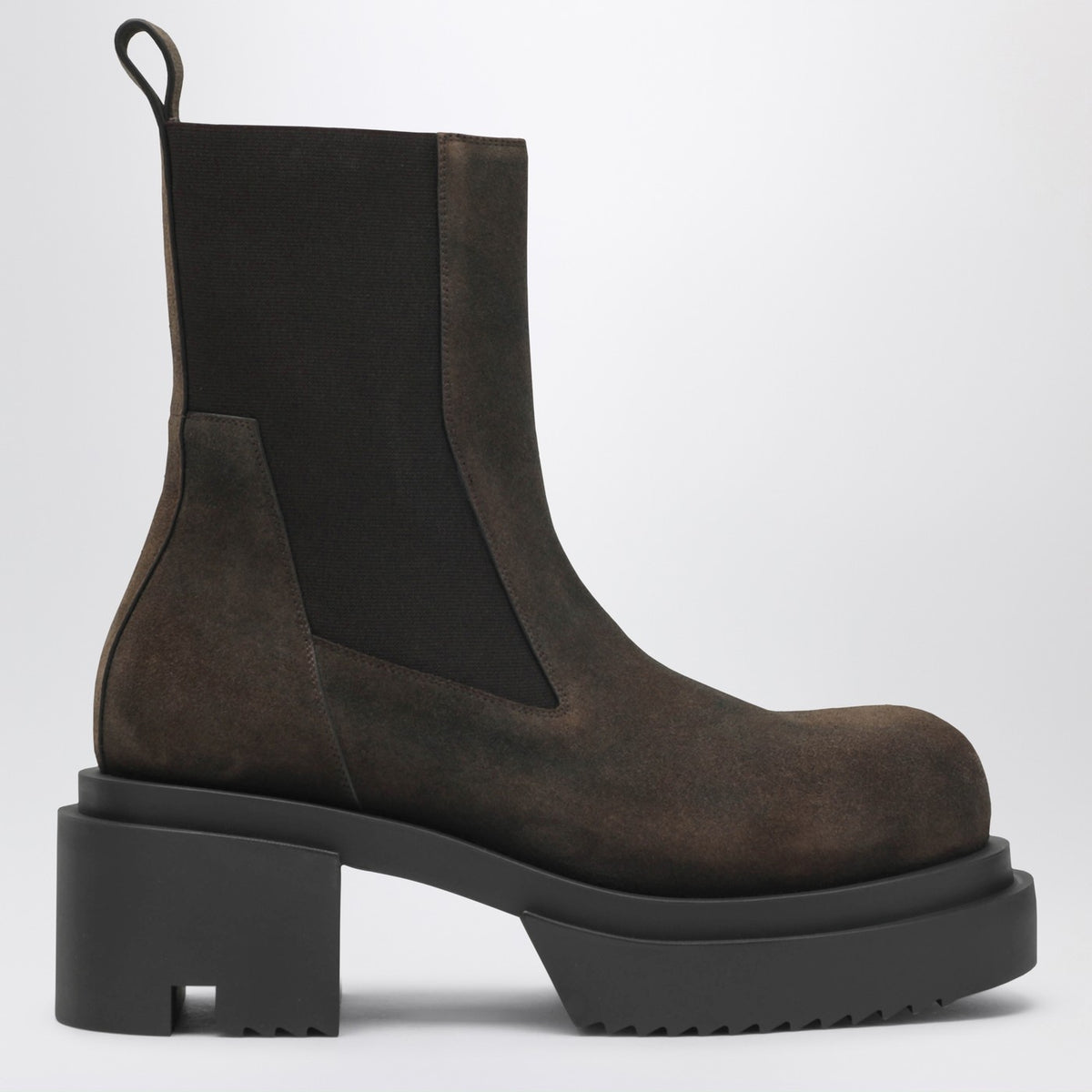 Rick Owens Brown Bogun Beatle boots in suede | TheDoubleF