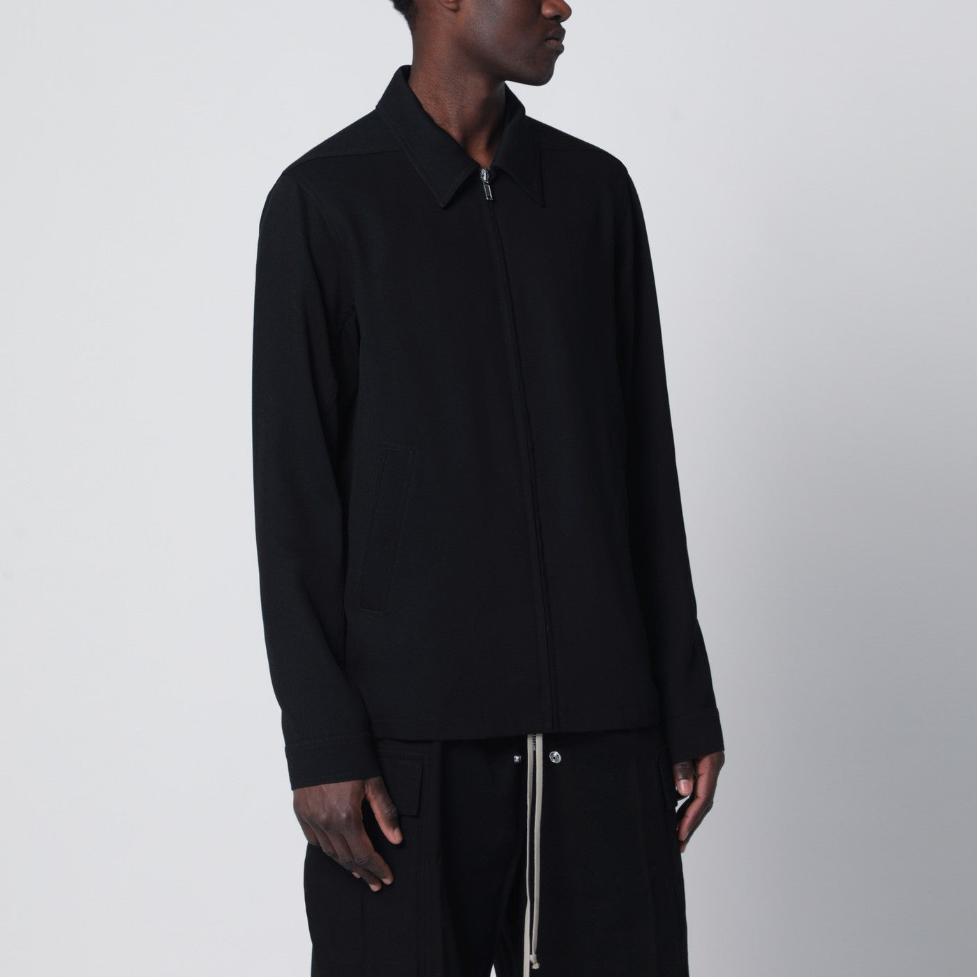 Zip-up wool shirt jacket