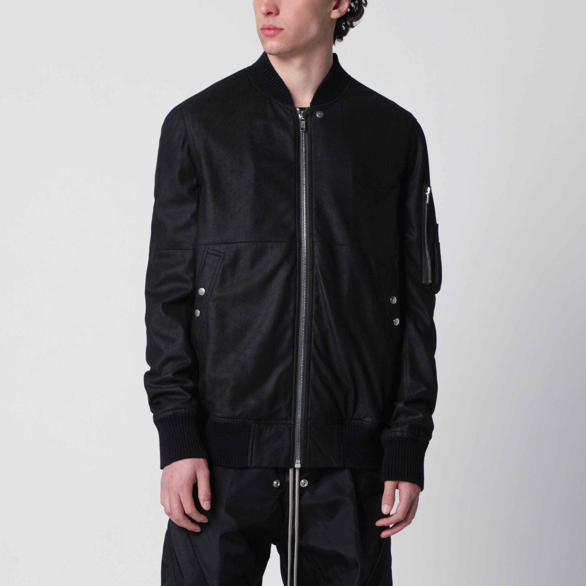 Black leather zip jacket