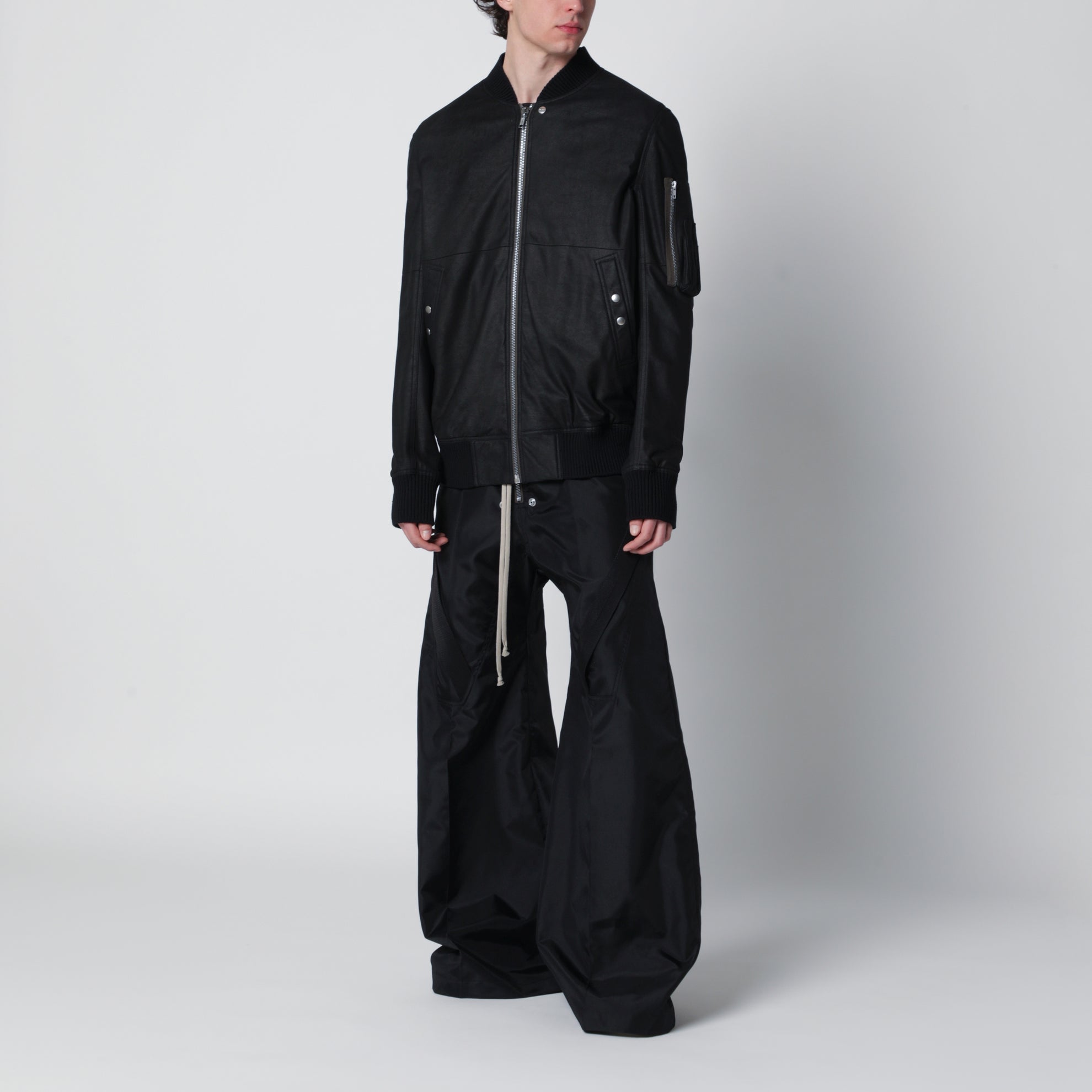 Black leather zip jacket