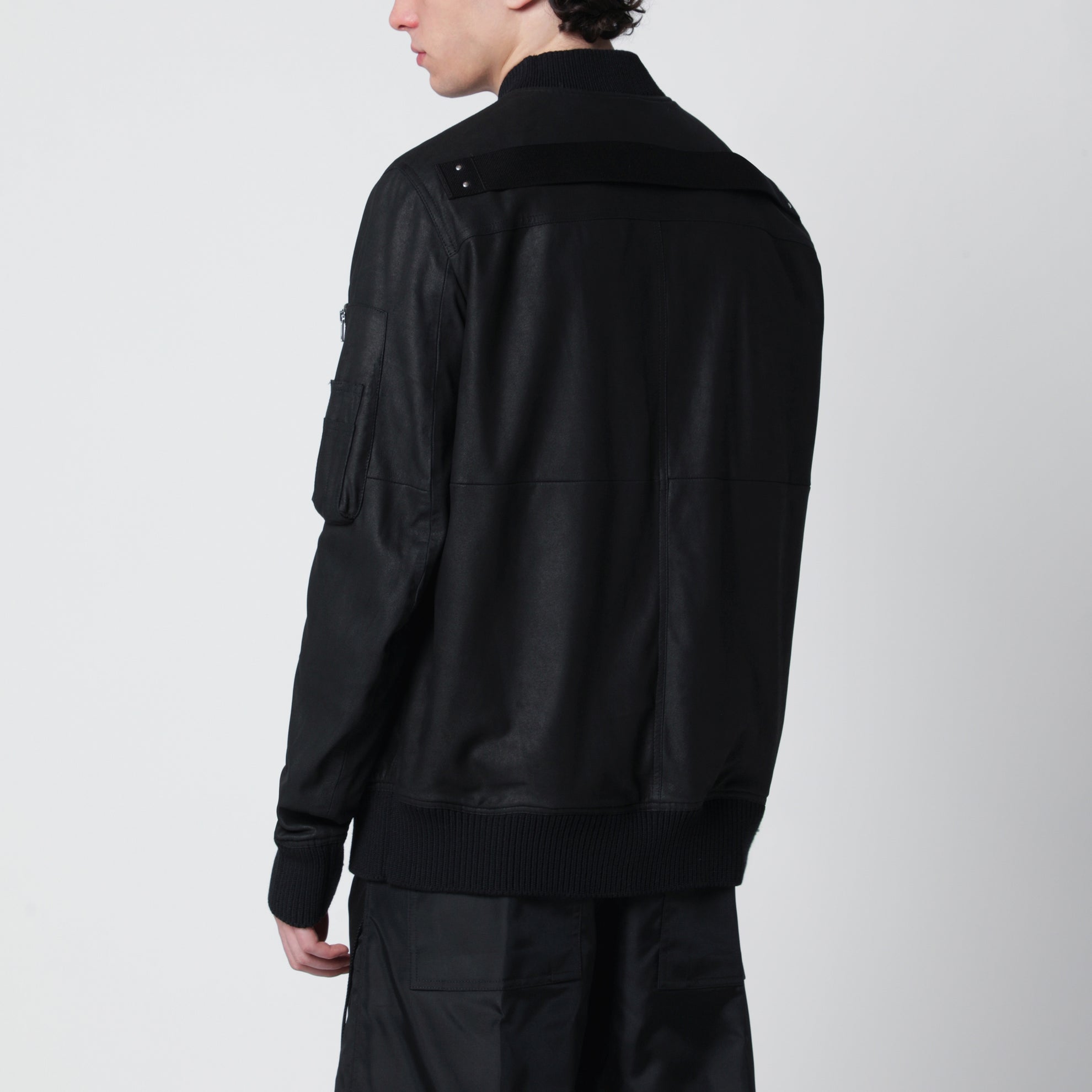 Black leather zip jacket