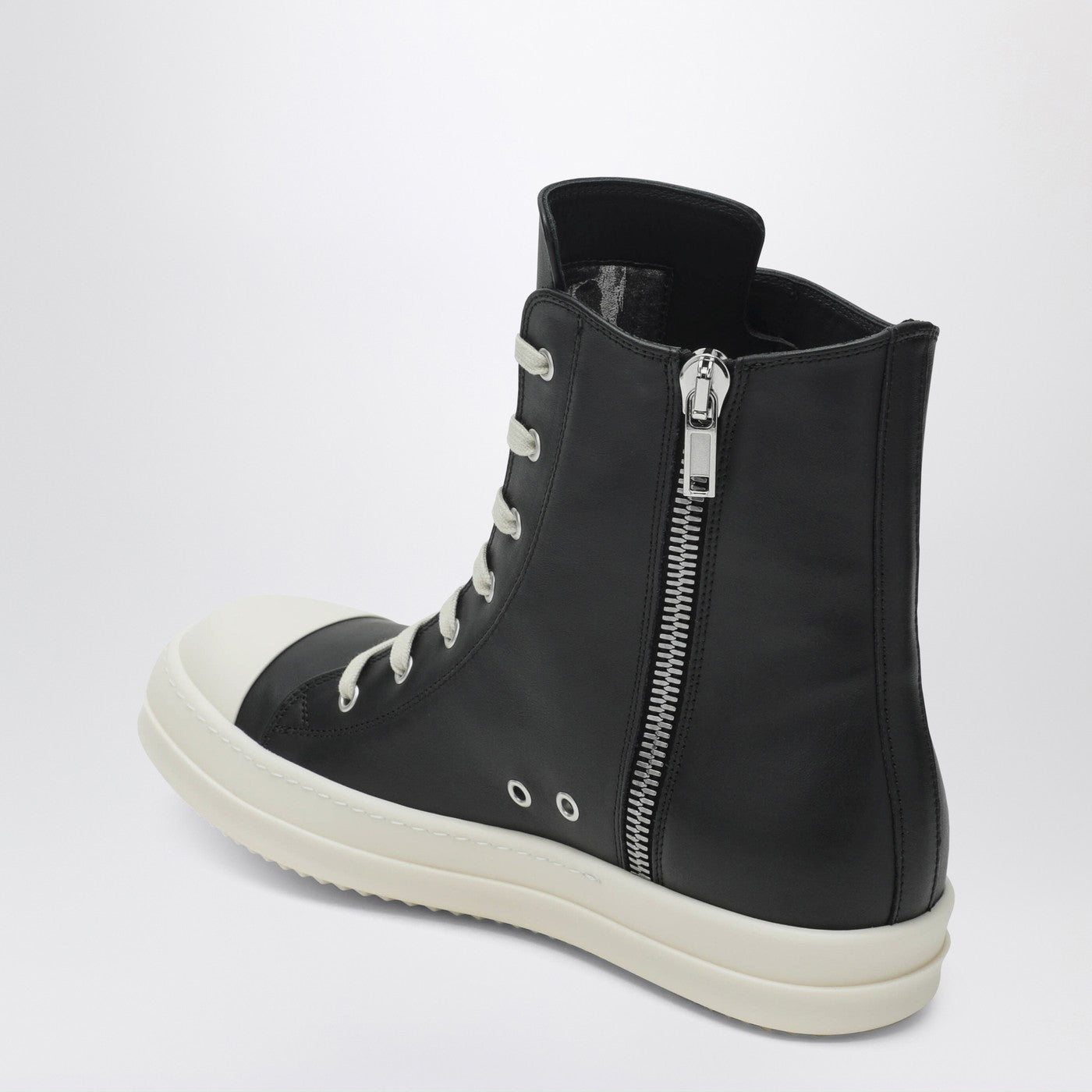 Baskets hautes en cuir noir/blanc