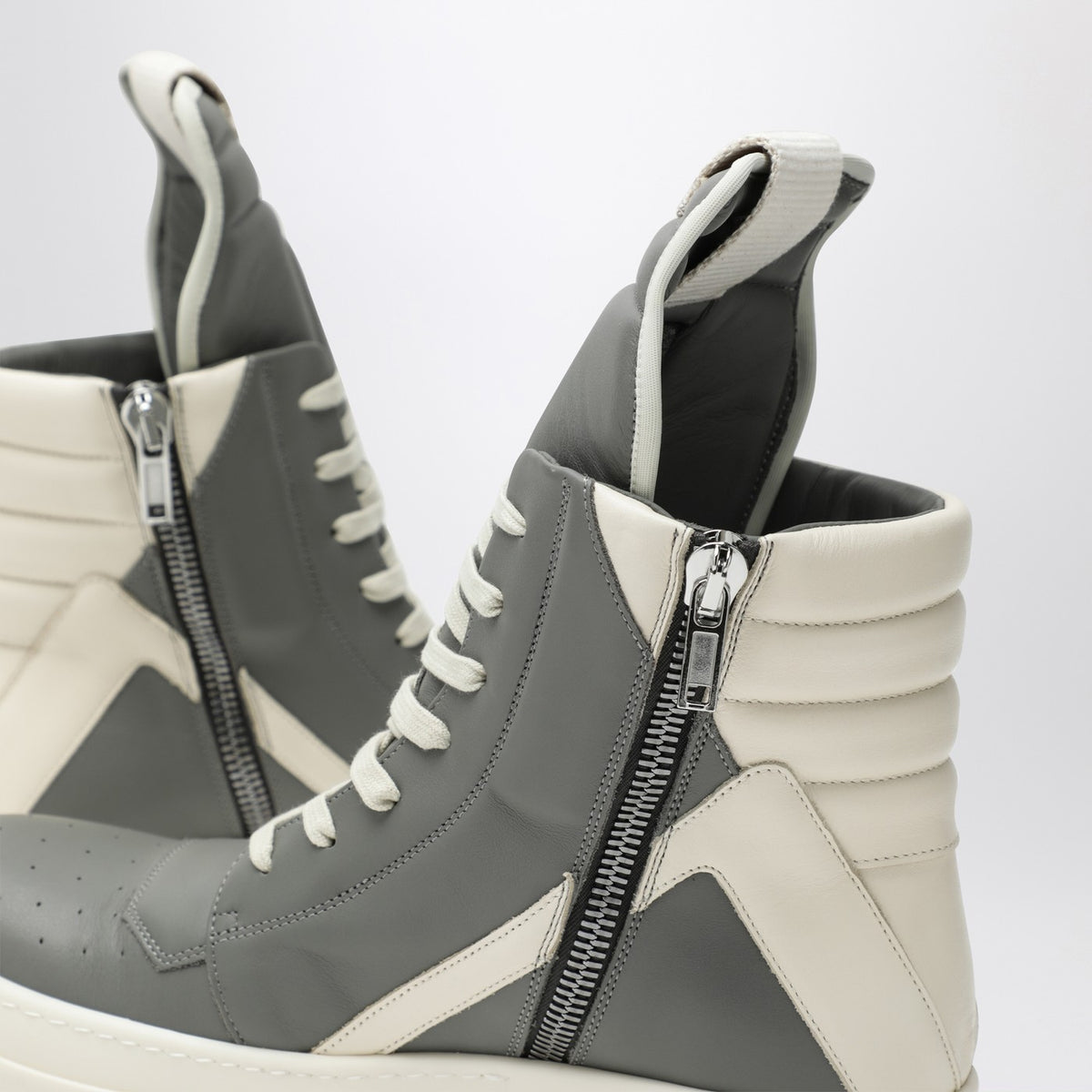 Rick Owens Geobasket sneakers in taupe/milk white | TheDoubleF