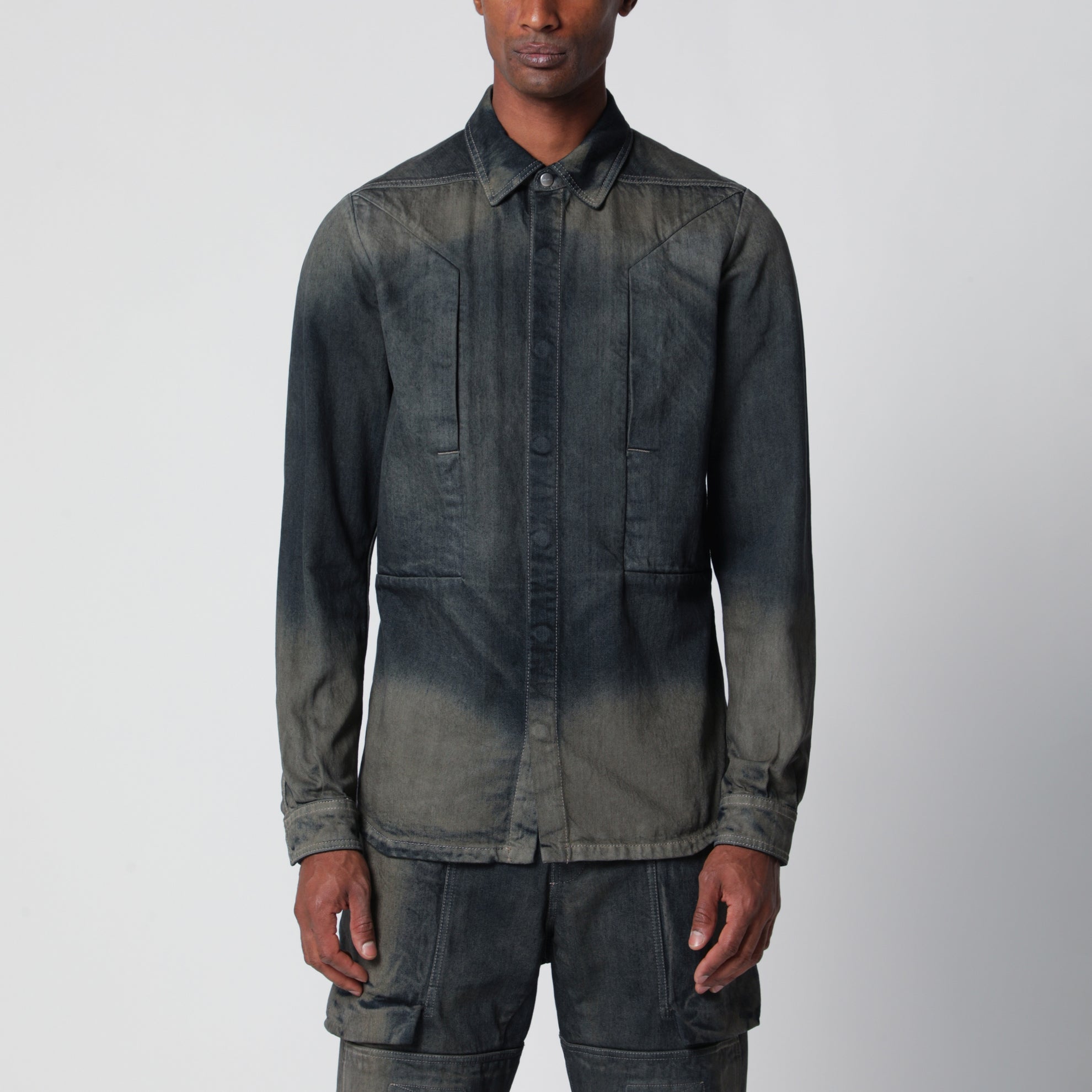 Fogpocket Shirt in Grey Degradé Denim