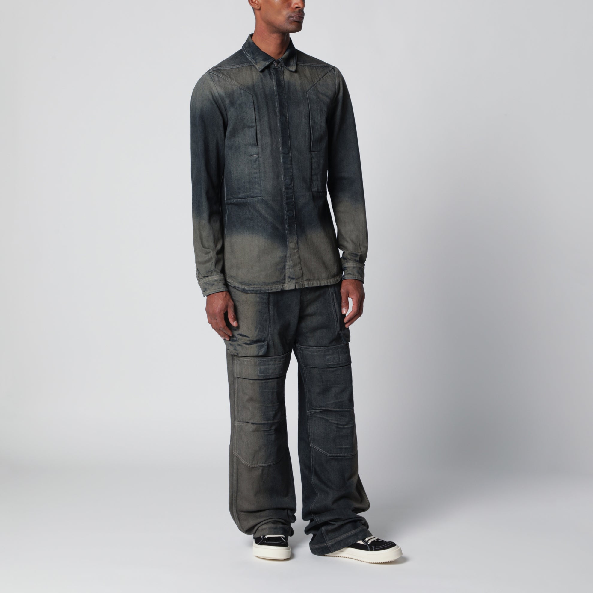 Fogpocket Shirt in Grey Degradé Denim