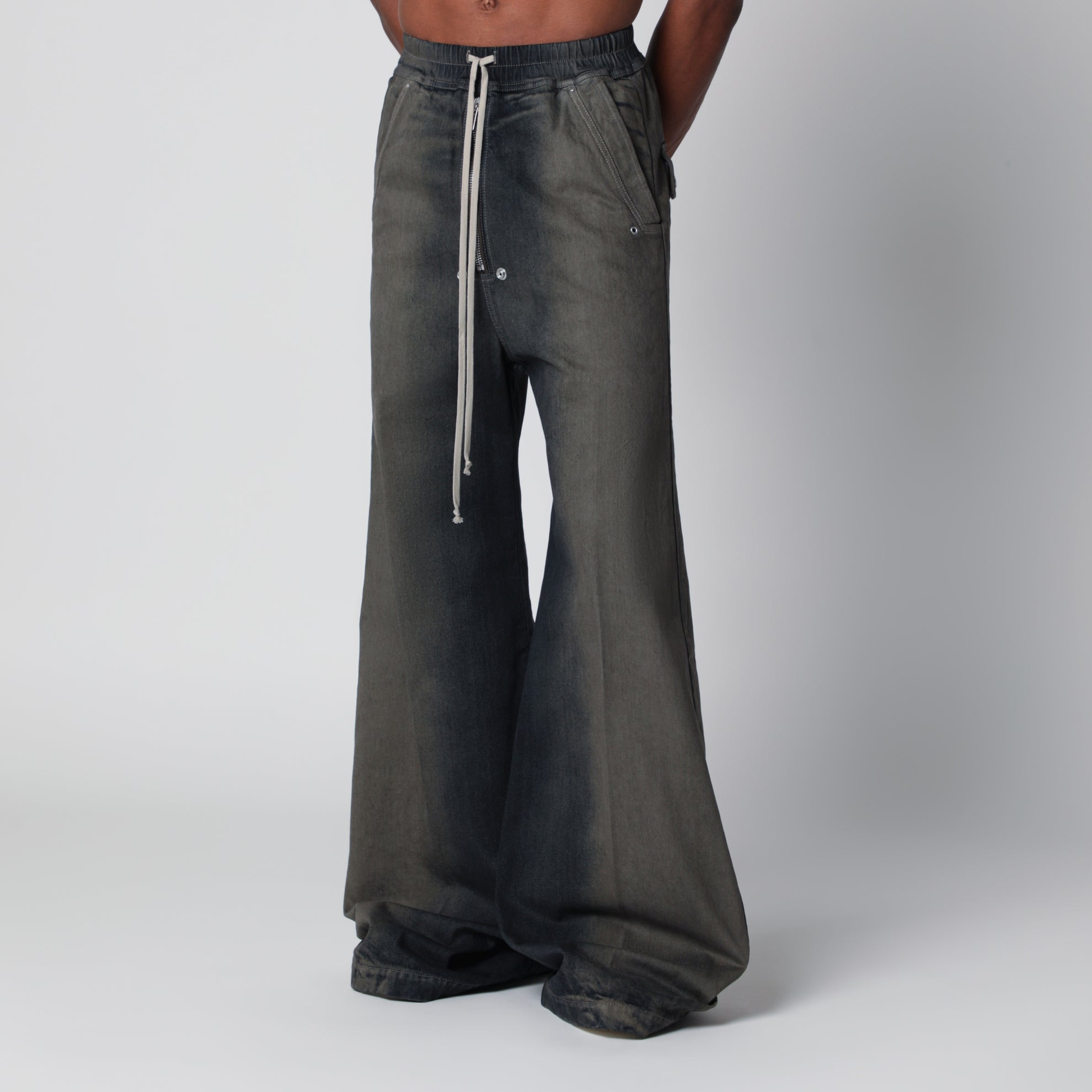 Wide-Leg Pants in Grey Degradé Denim