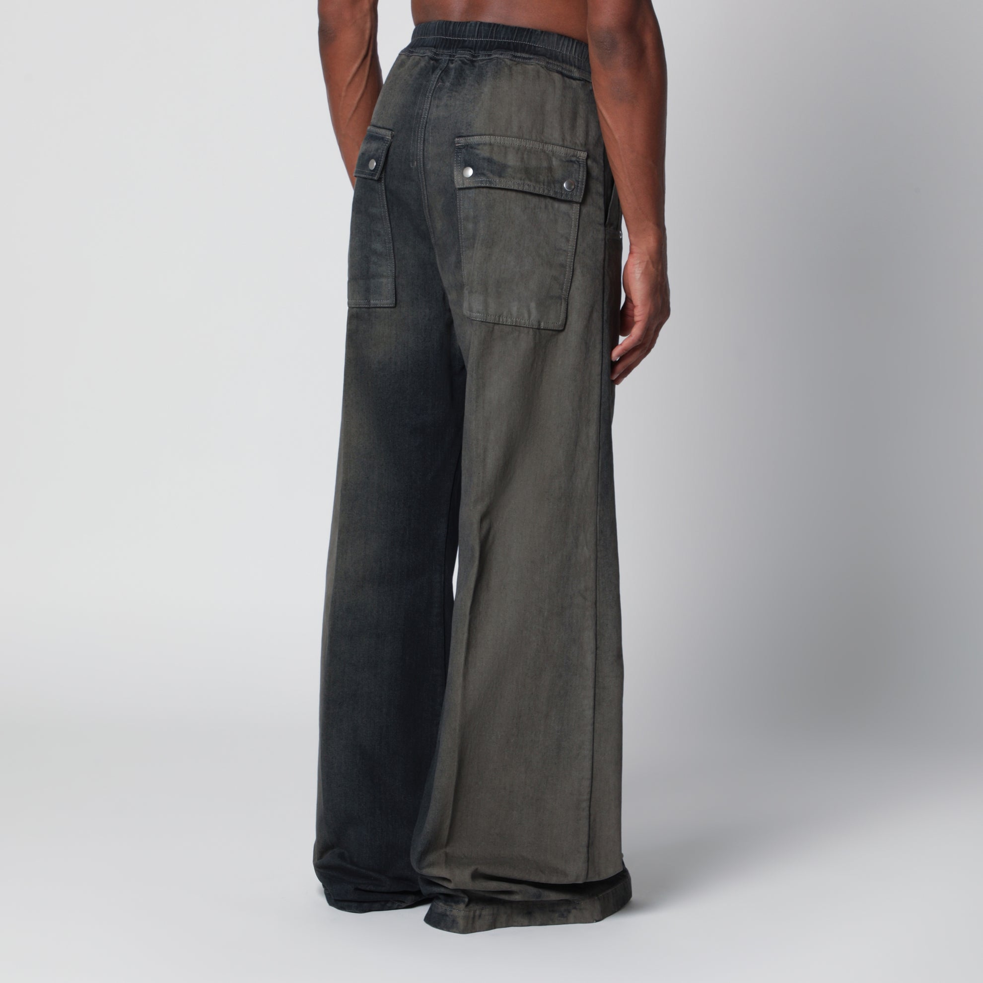Wide-Leg Pants in Grey Degradé Denim