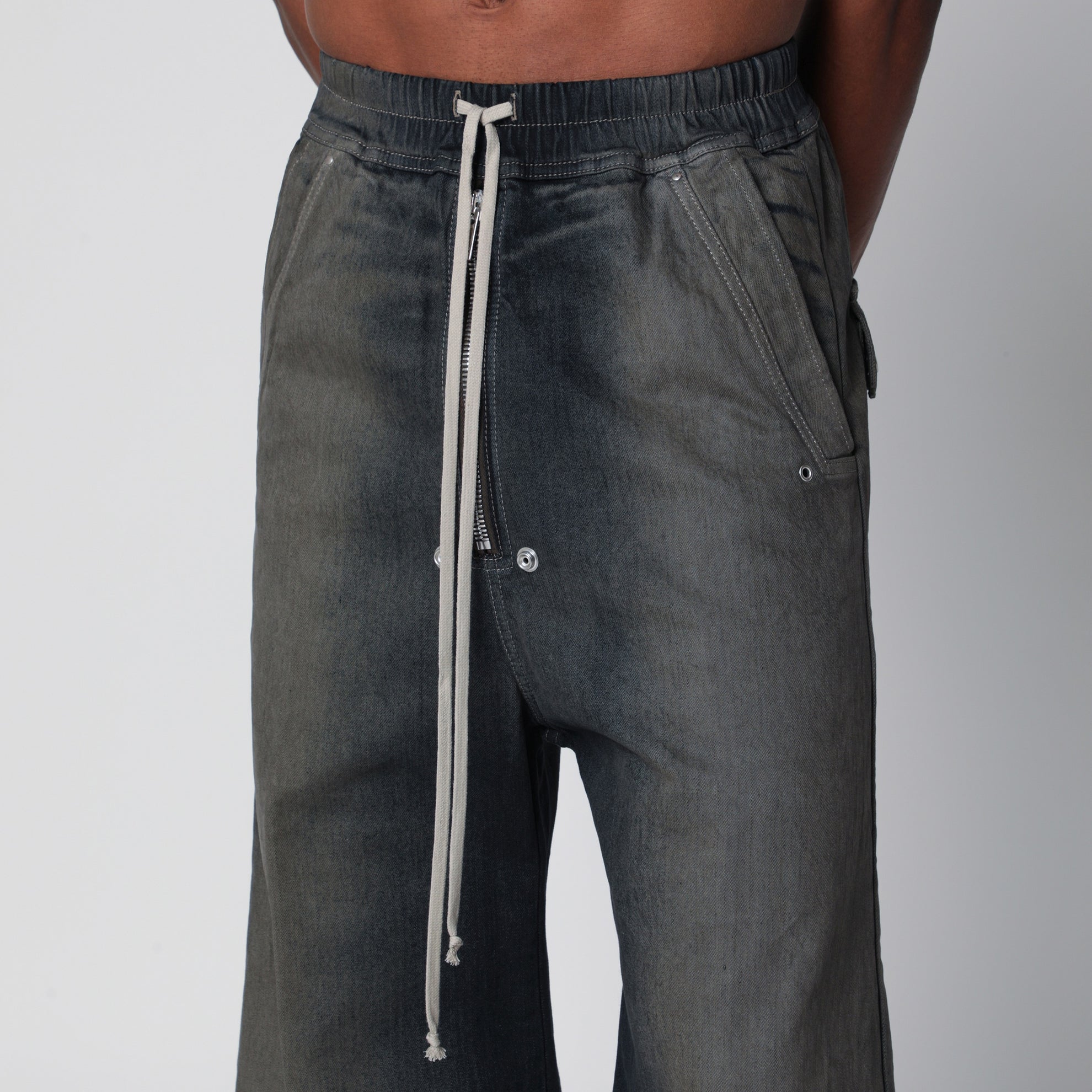 Wide-Leg Pants in Grey Degradé Denim