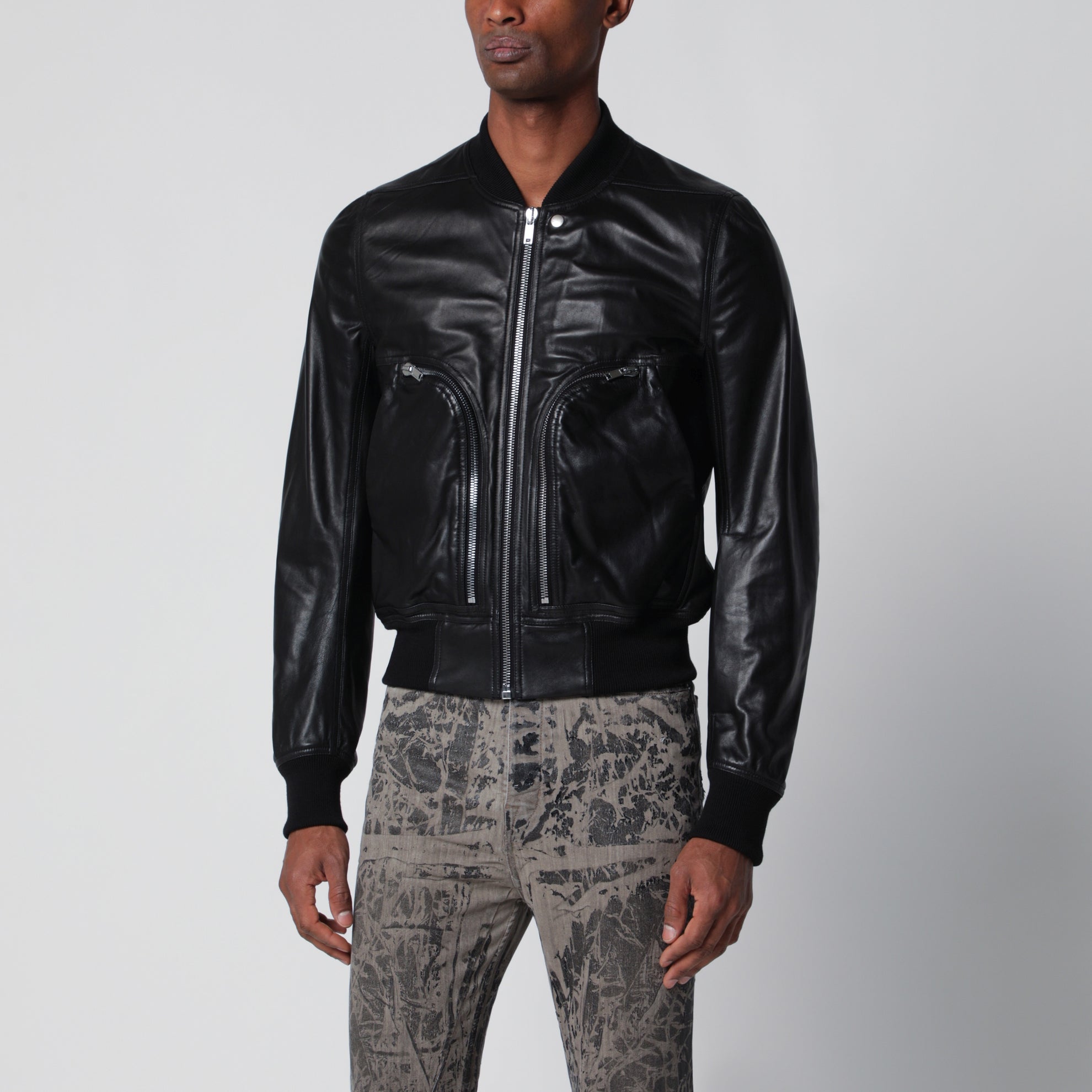 Black Bauhaus Flight leather jacket