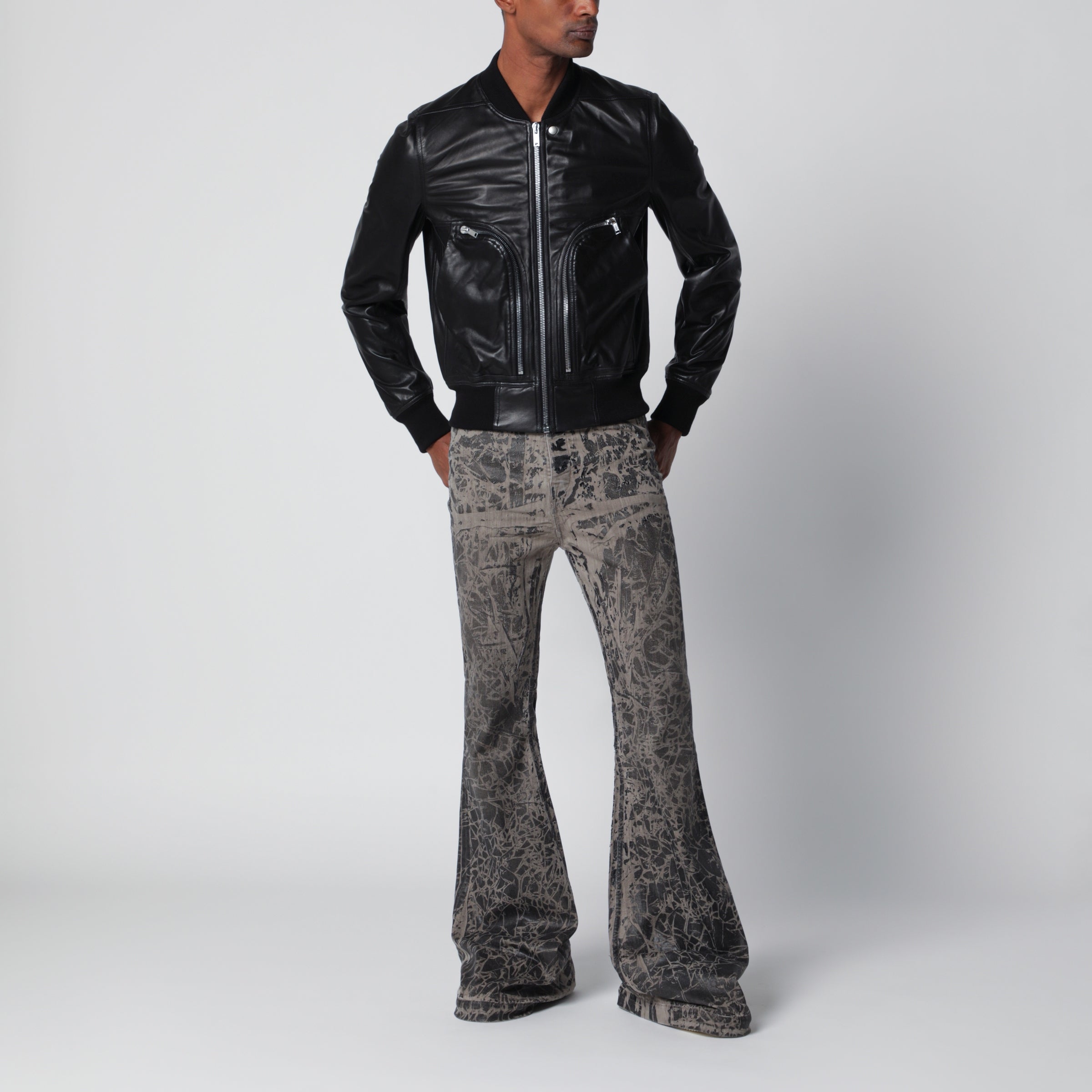 Rick Owens Black Bauhaus Flight leather jacket | TheDoubleF