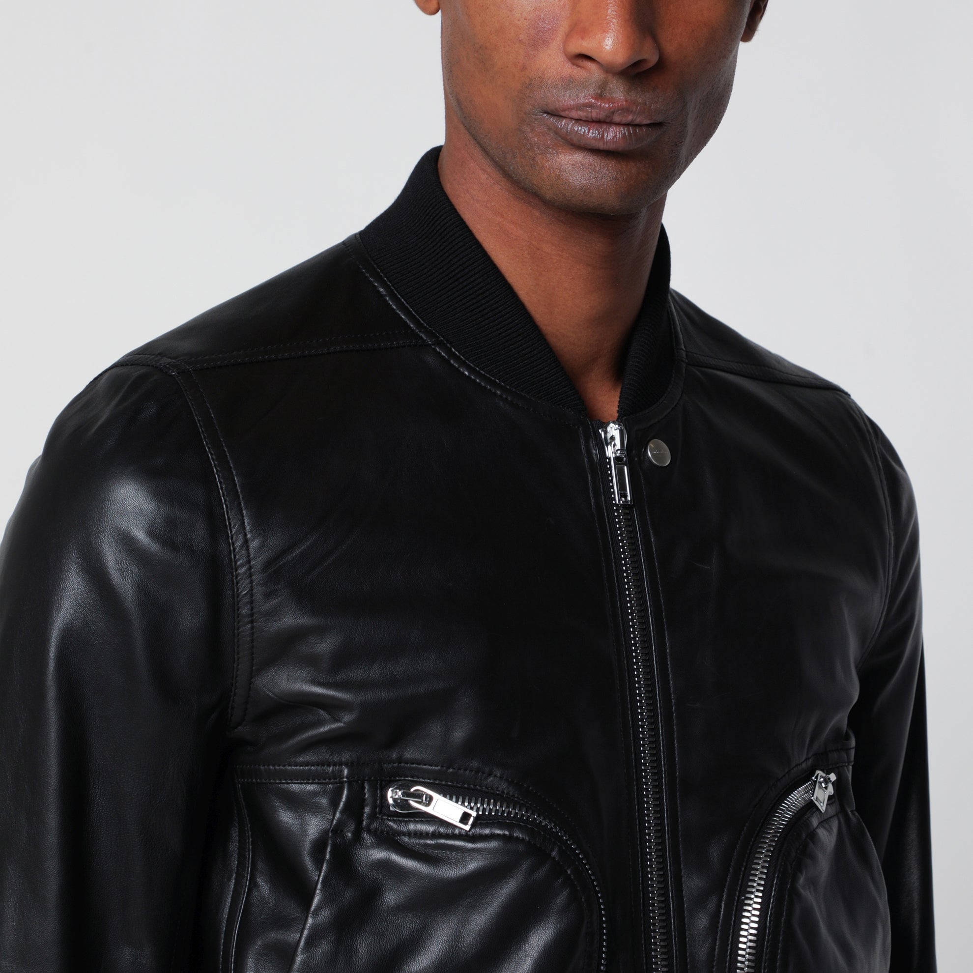 Black Bauhaus Flight leather jacket