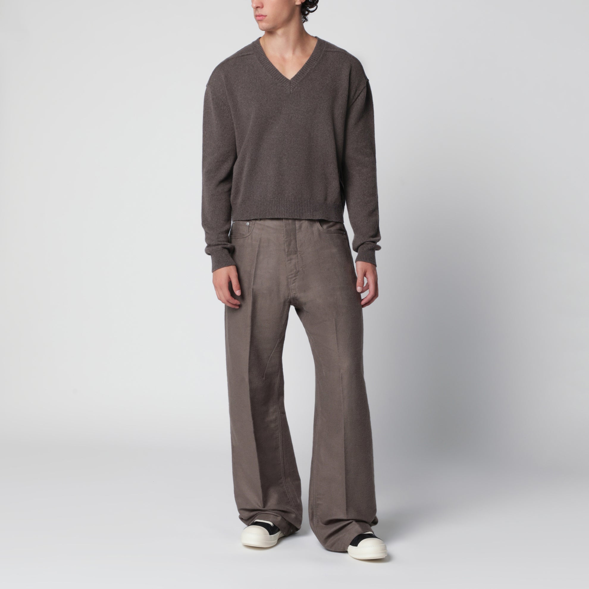 Pantaloni color tortora in misto cotone