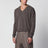 Pull col V taupe en cachemire et laine