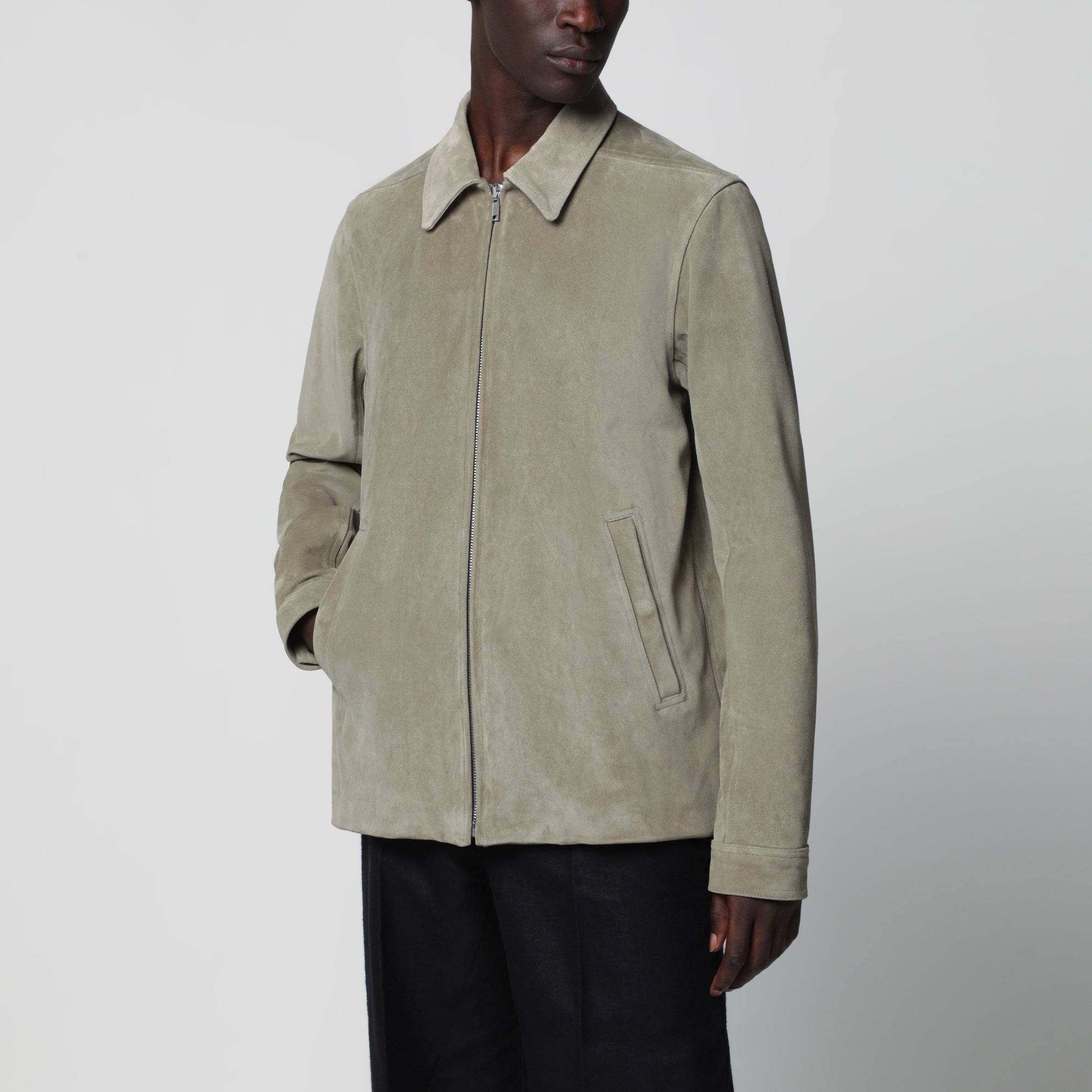 Brad Jacke aus perlfarbenem Veloursleder